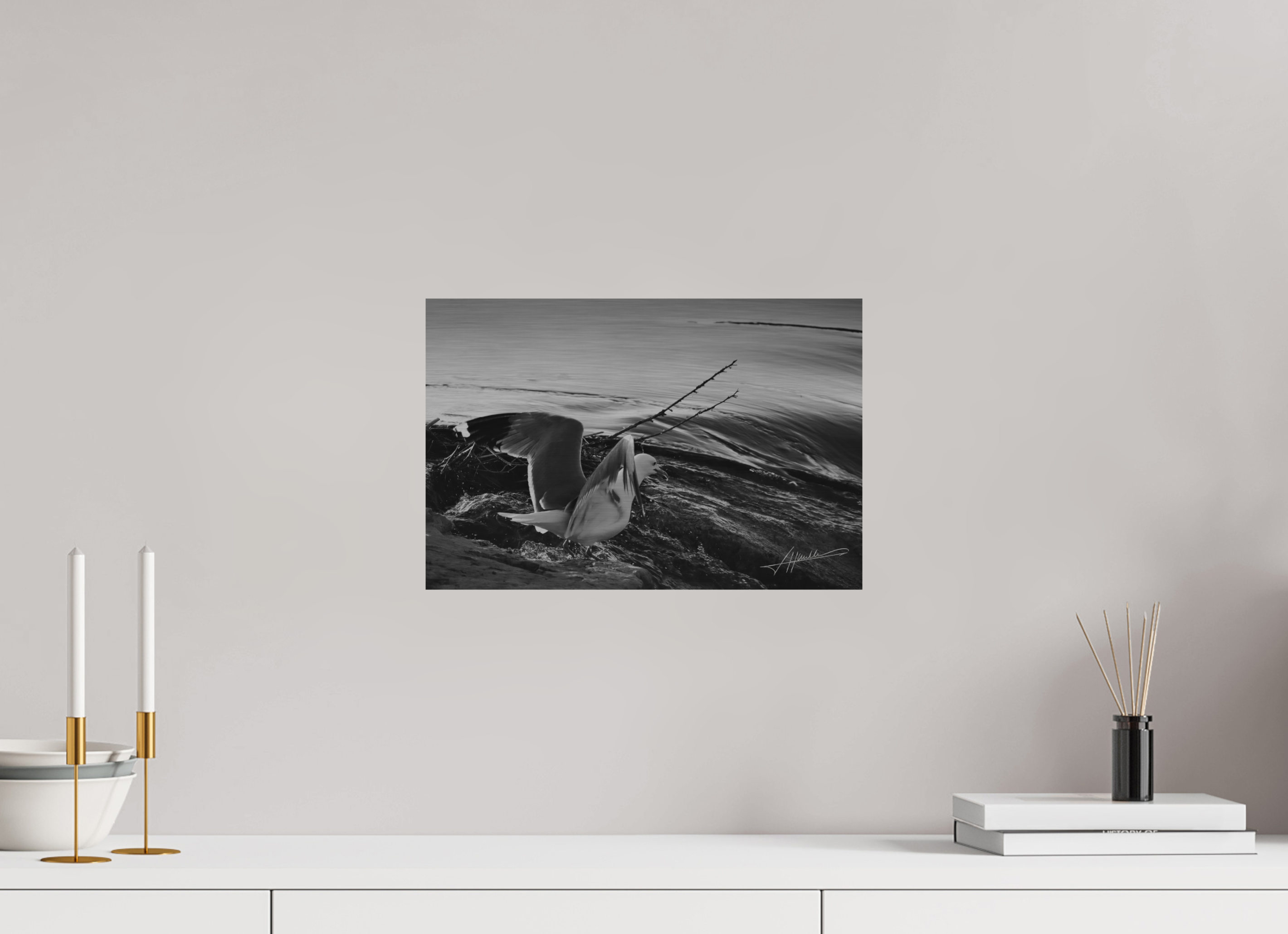 15 x 10″, Direct Brushed Aluminum Seagull Takes Flight