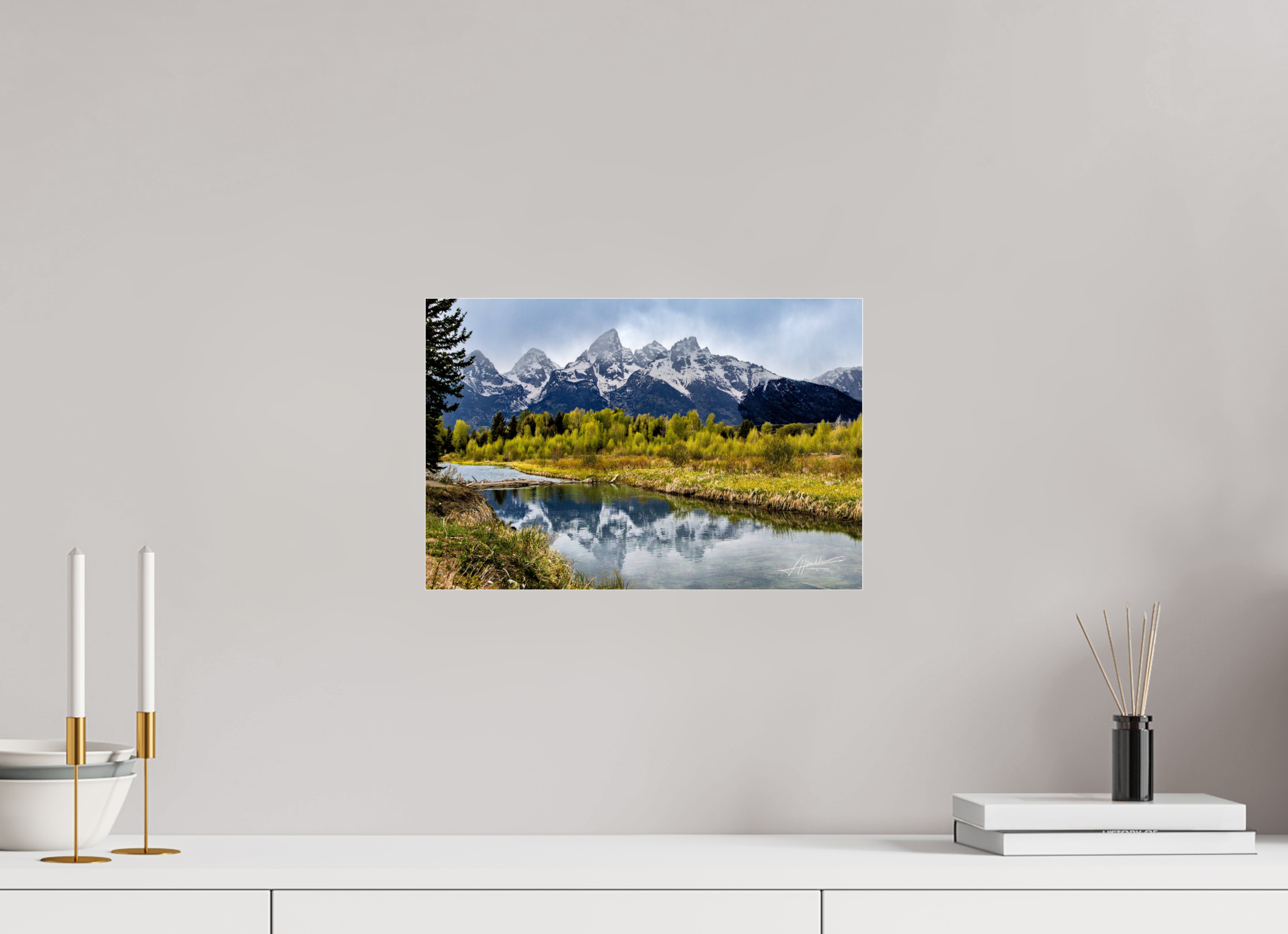 15 x 10″, Photo Print Under Acrylic Glass Reflecting Peaks