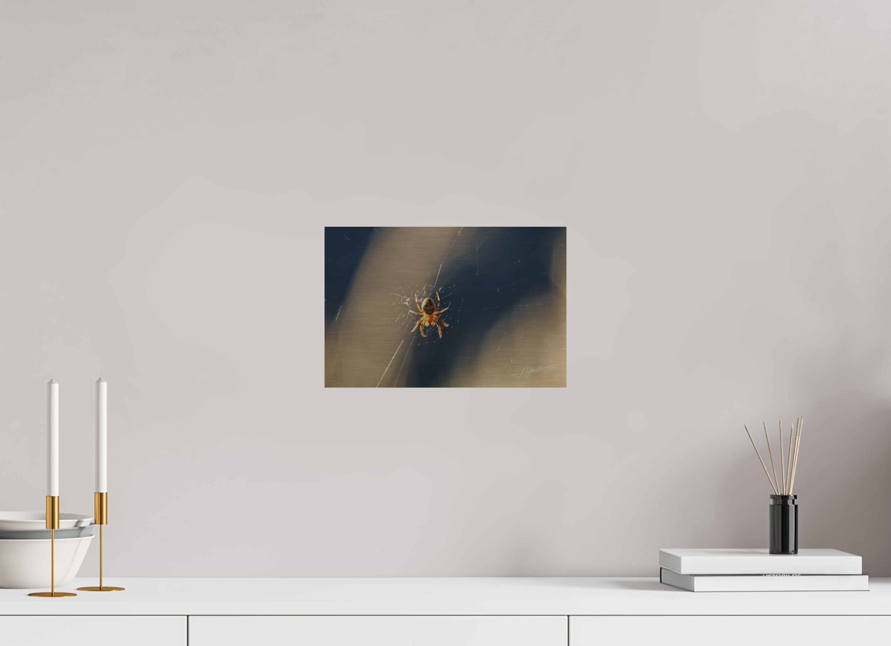 12 x 8″, Direct Brushed Aluminum Tattered Web