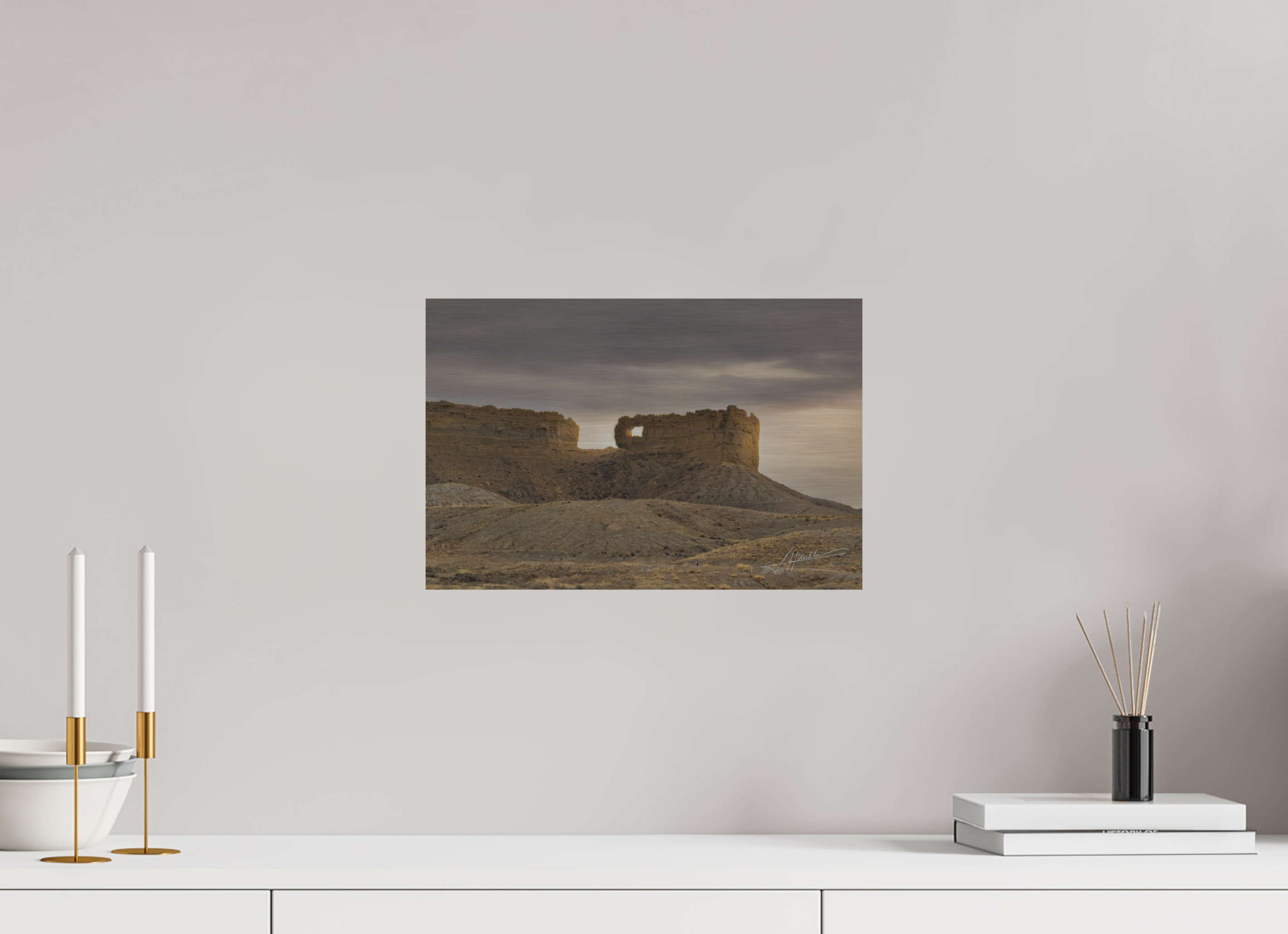 15 x 10″, Direct Brushed Aluminum Sun on the Buttes