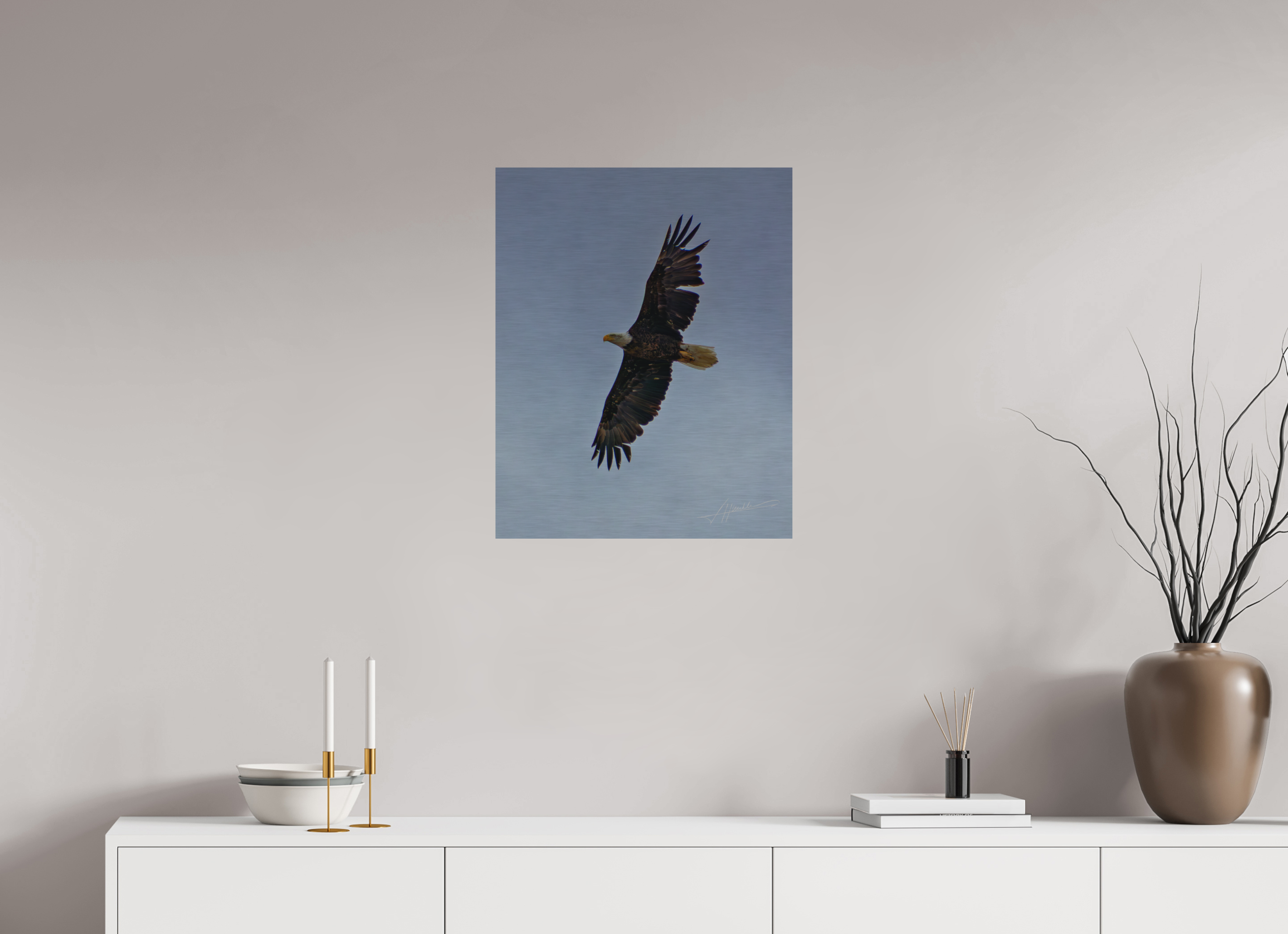 20 x 25″, Direct Brushed Aluminum Wings Spread