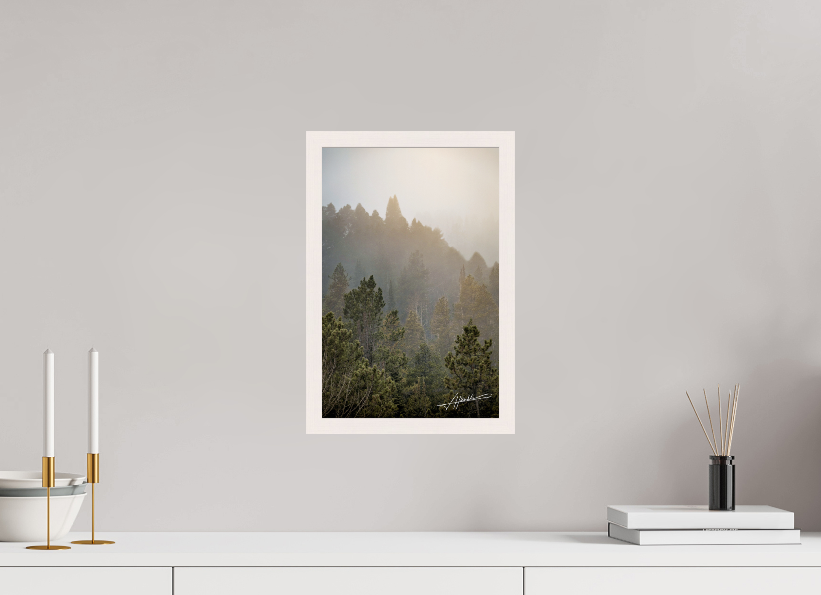 10 x 15″, Gallery Frame Glowing Mountain Fog
