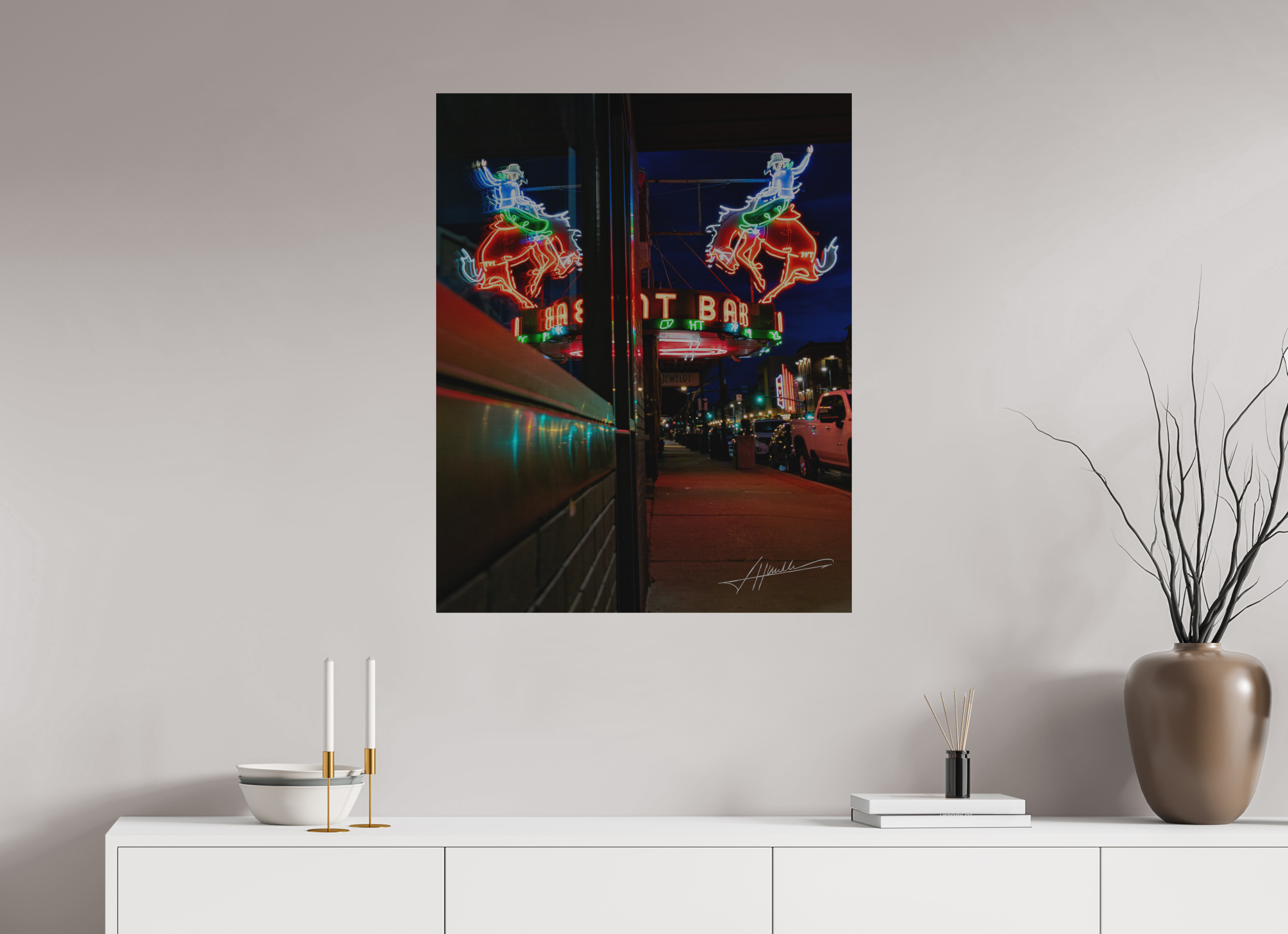 28 x 35″, Direct Brushed Aluminum Mint Bar Sherridan