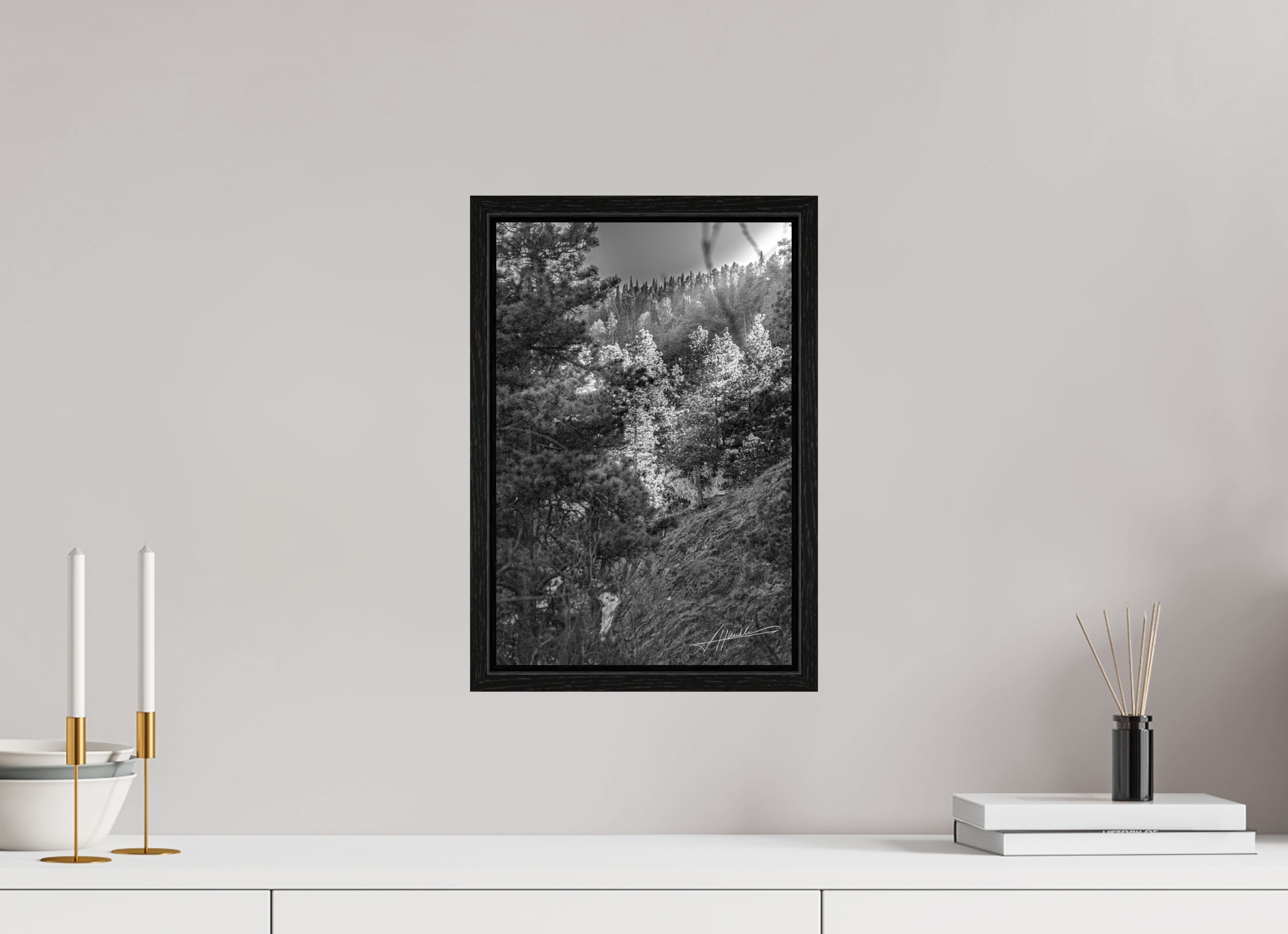10 x 15″, Floater Frame Sun in the Mountains