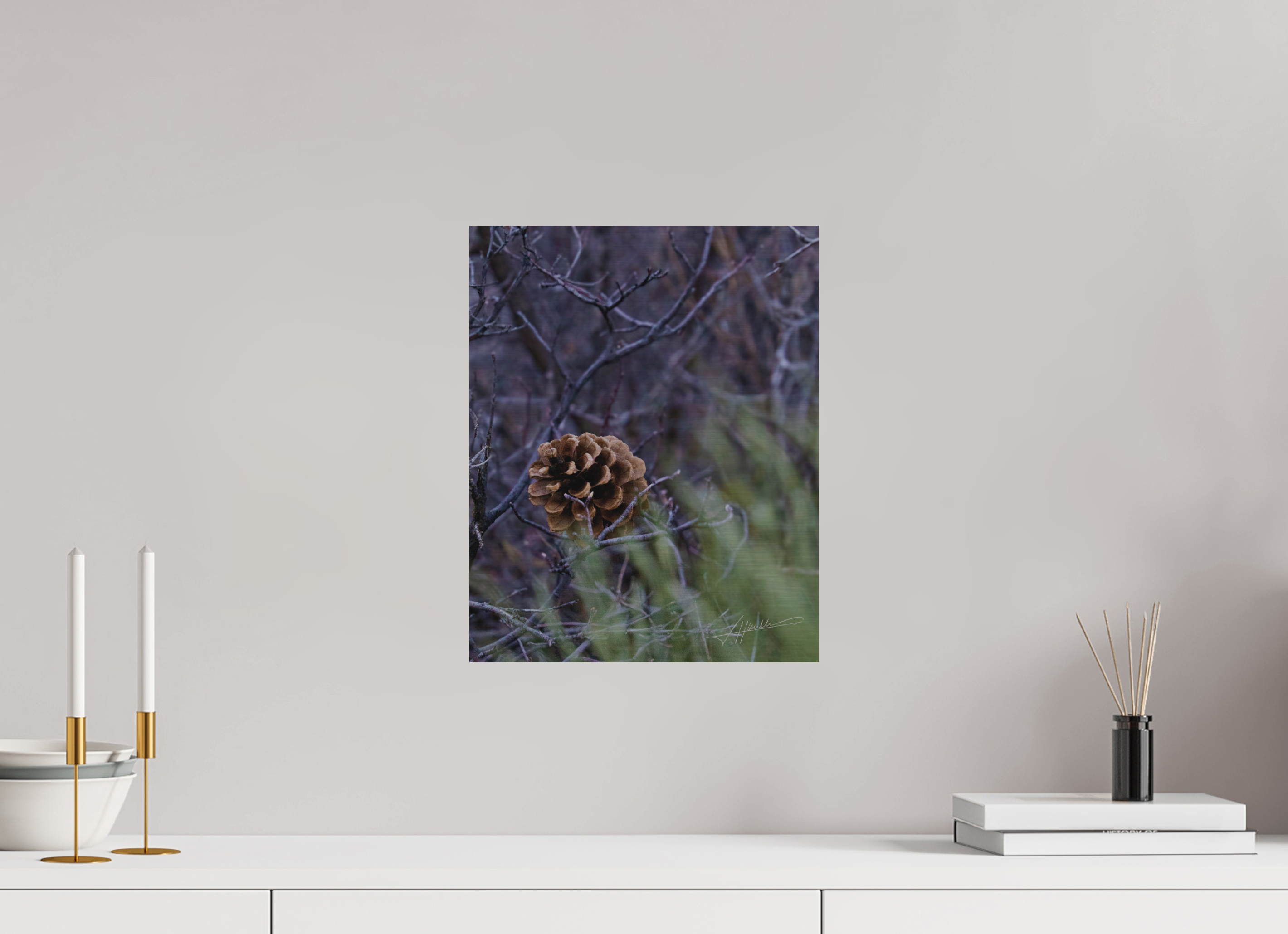 12 x 15″, Direct Brushed Aluminum Mountain Pinecone