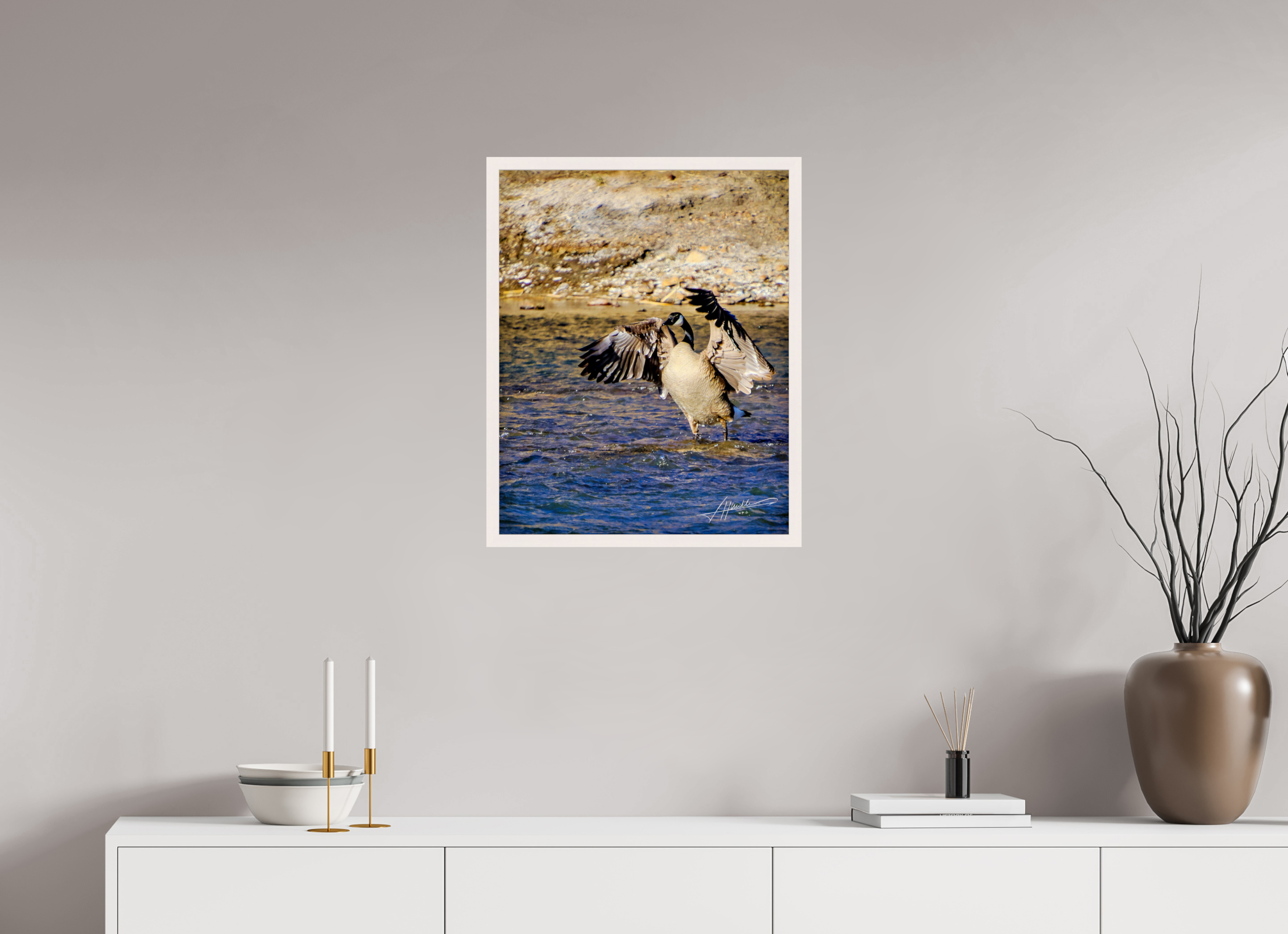 20 x 25″, Gallery Frame The Bathing Goose