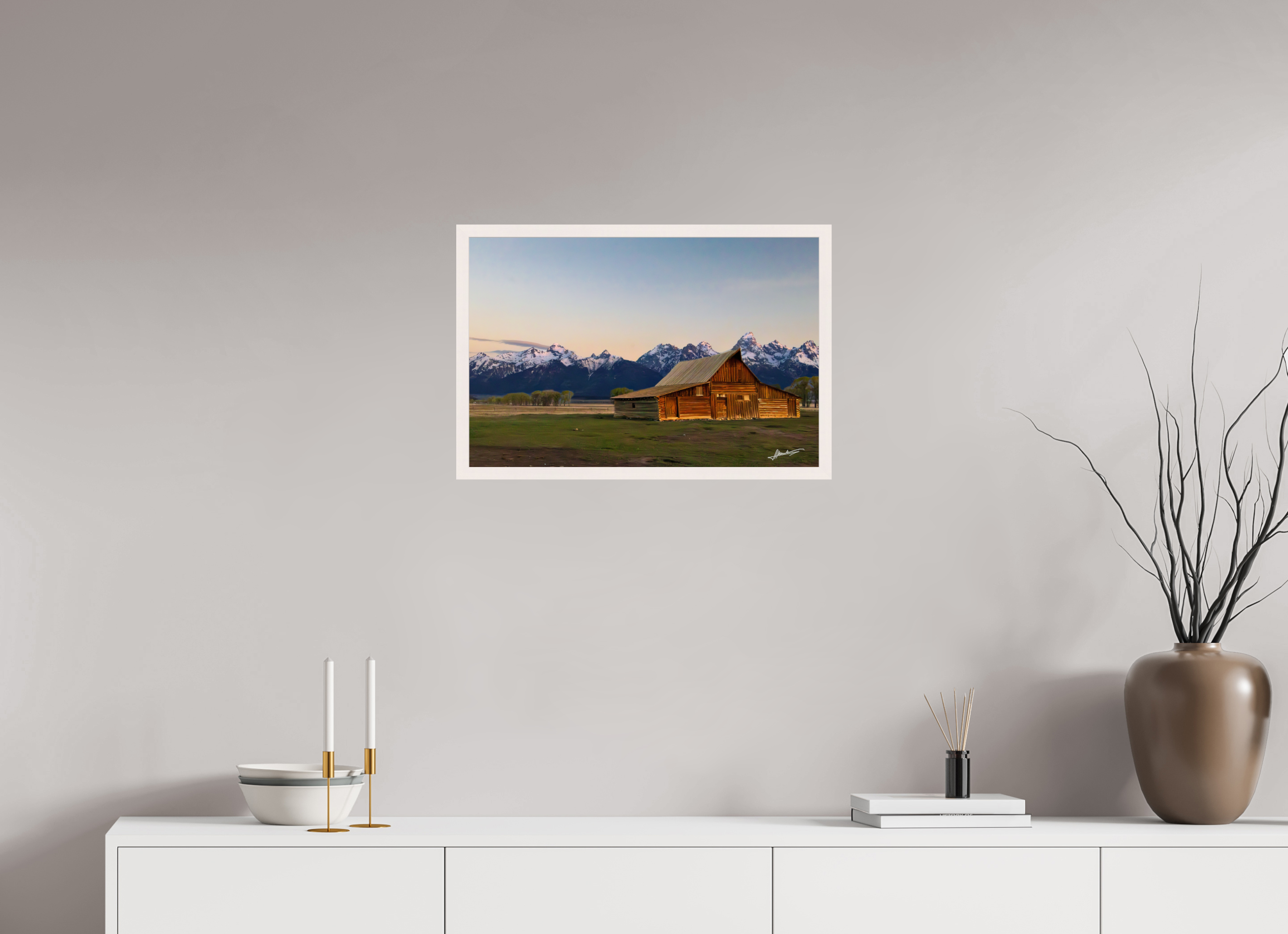 24 x 16″, Gallery Frame Sunrise on the T.A. Barn