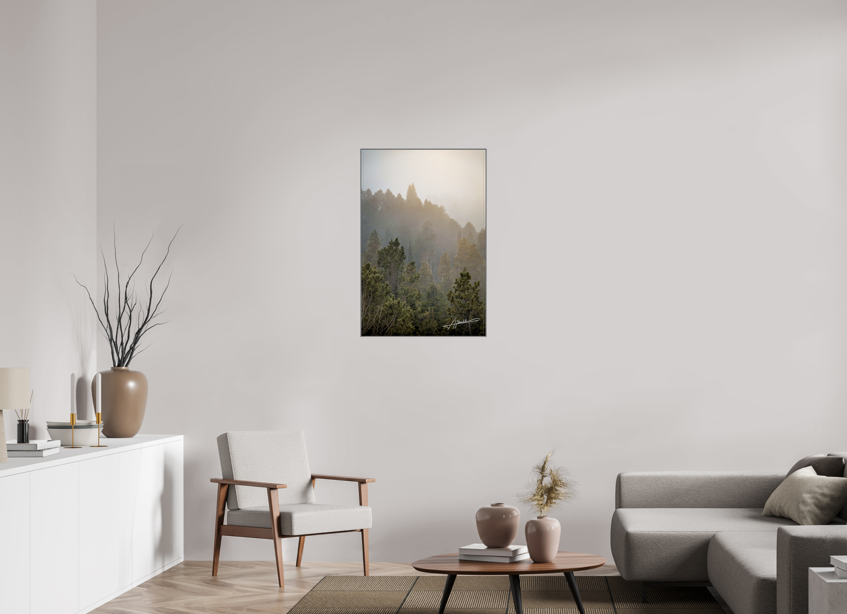 24 x 36″, Aluminum ArtBox Glowing Mountain Fog