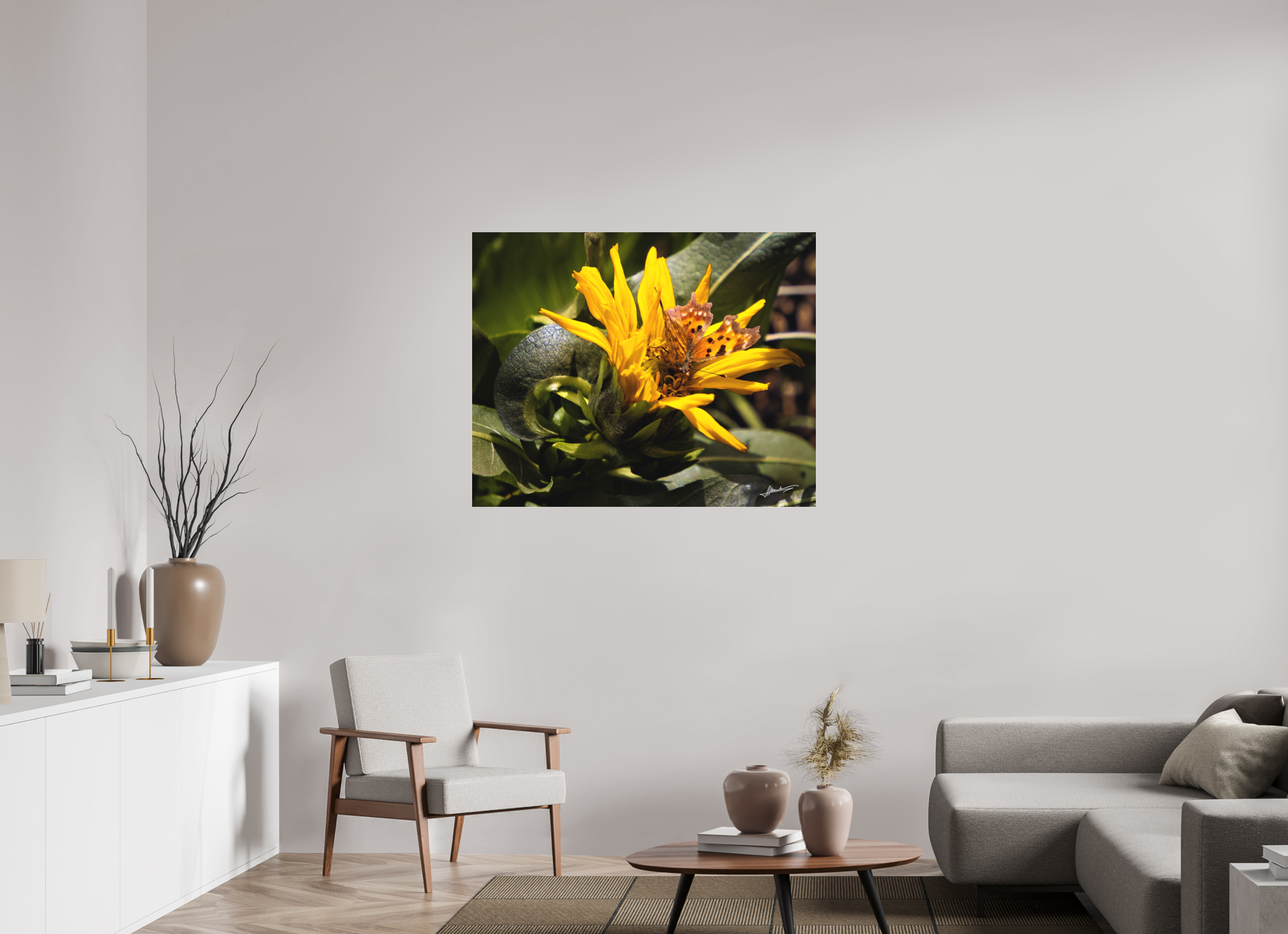 43.7 x 35″, Fine Pigment Under Acrylic Busy Butterfly