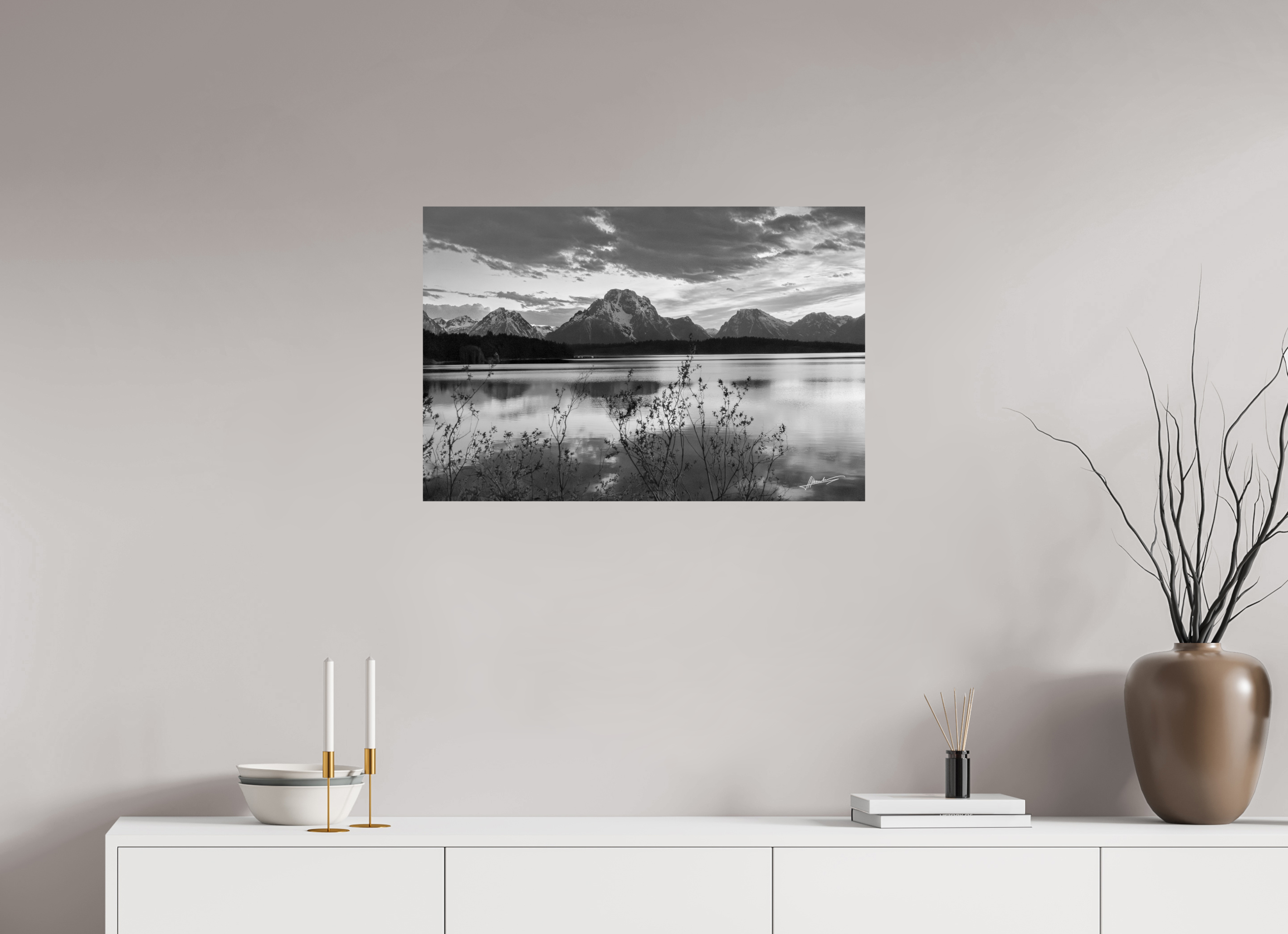 30 x 20″, Photo Print On Ilford Baryta Paper Sunset on Jackson Lake