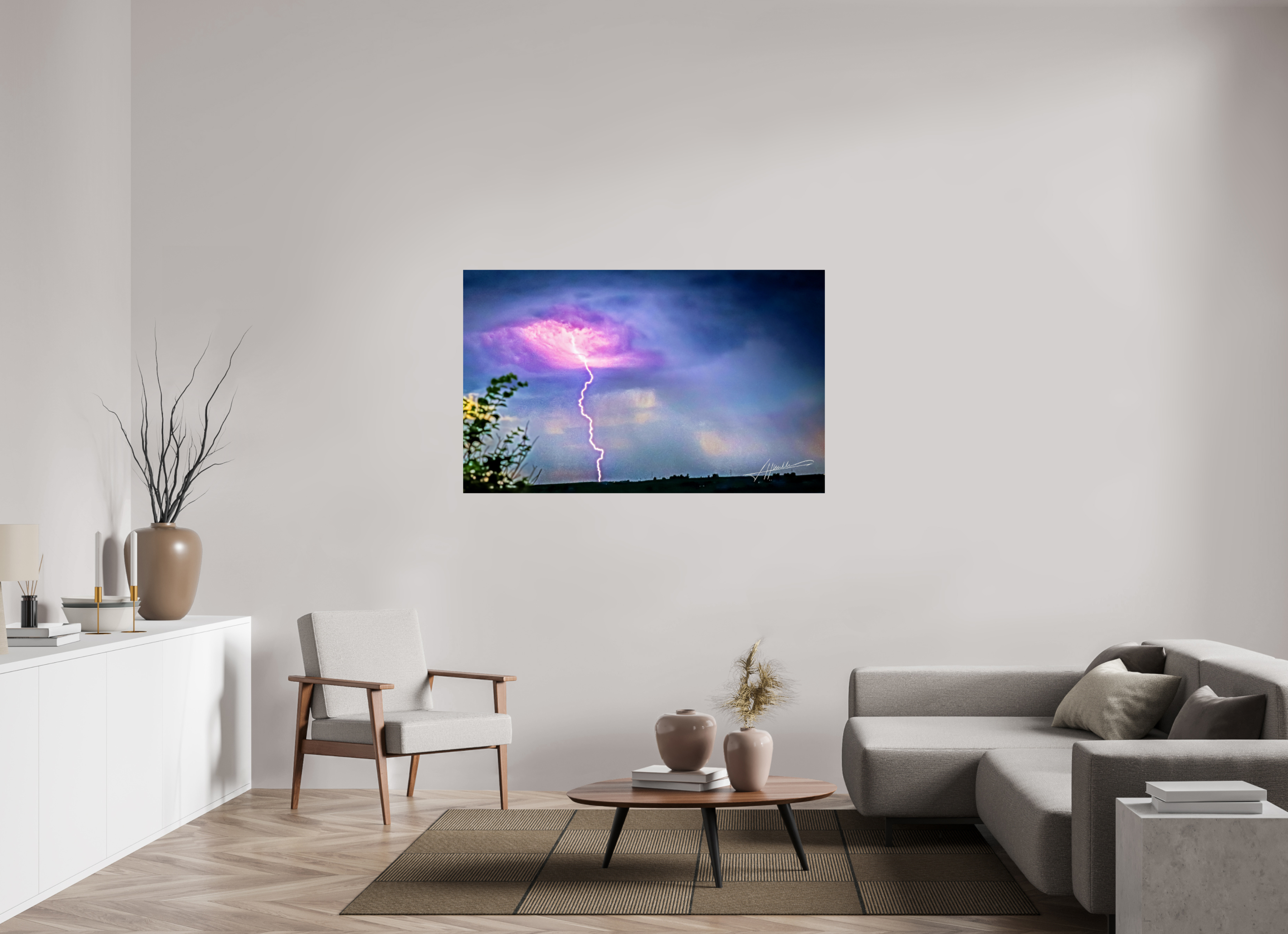 58.3 x 36″, Fine Art Print Lightning Strike