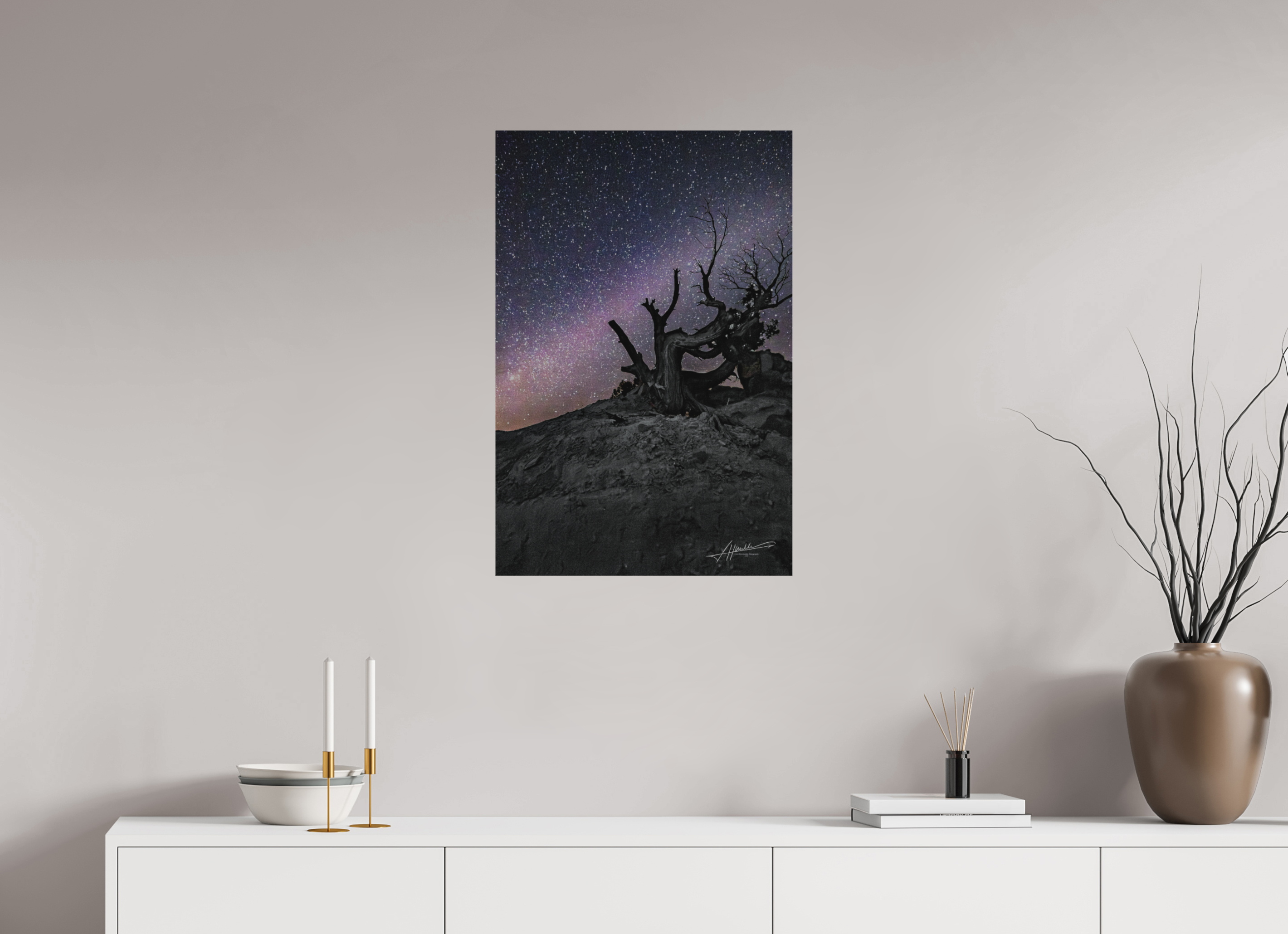 20 x 30″, Direct Brushed Aluminum Reaching the Milky Way
