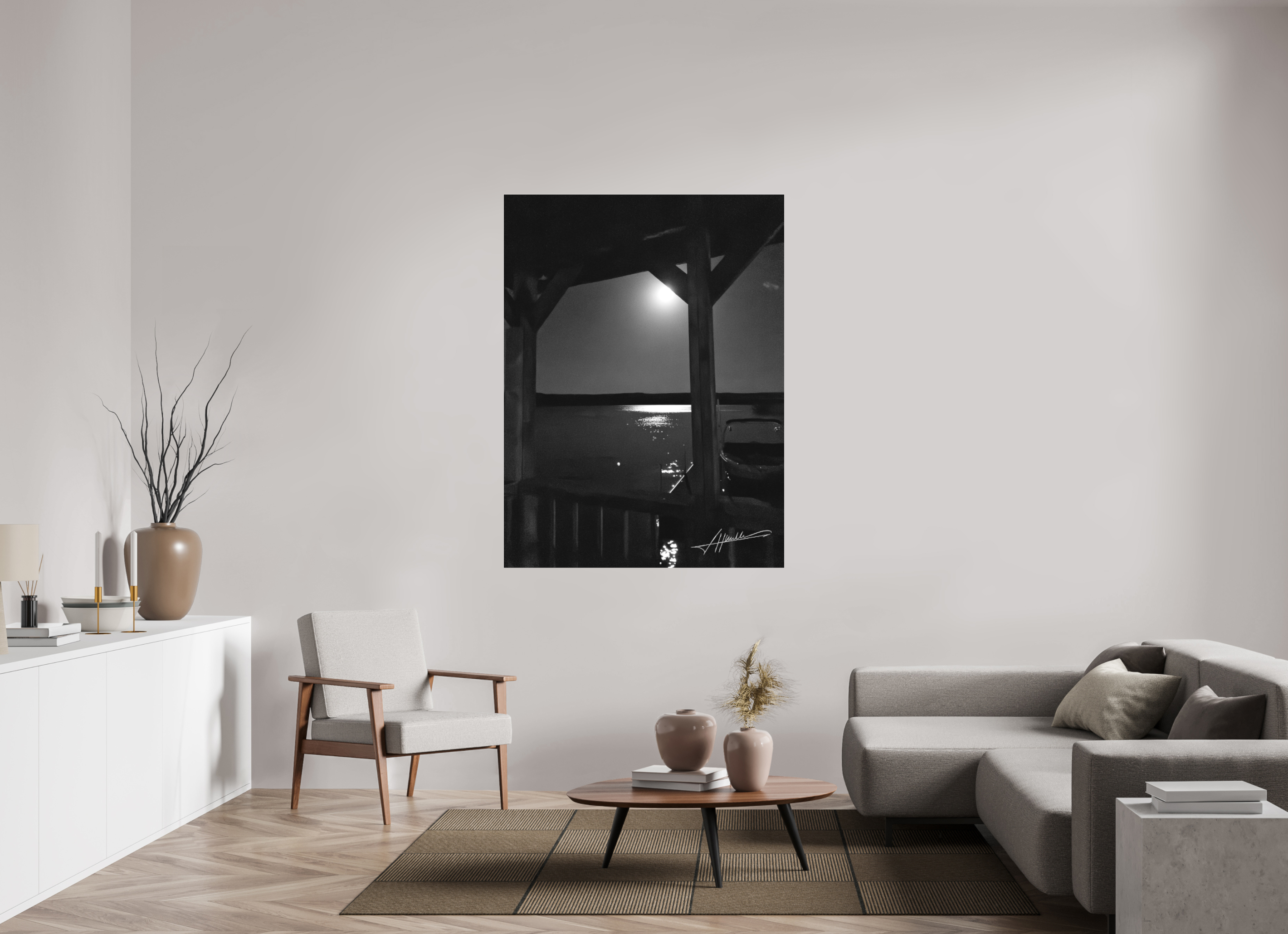 45 x 60″, Ilford BW Acrylic A Night on the Water