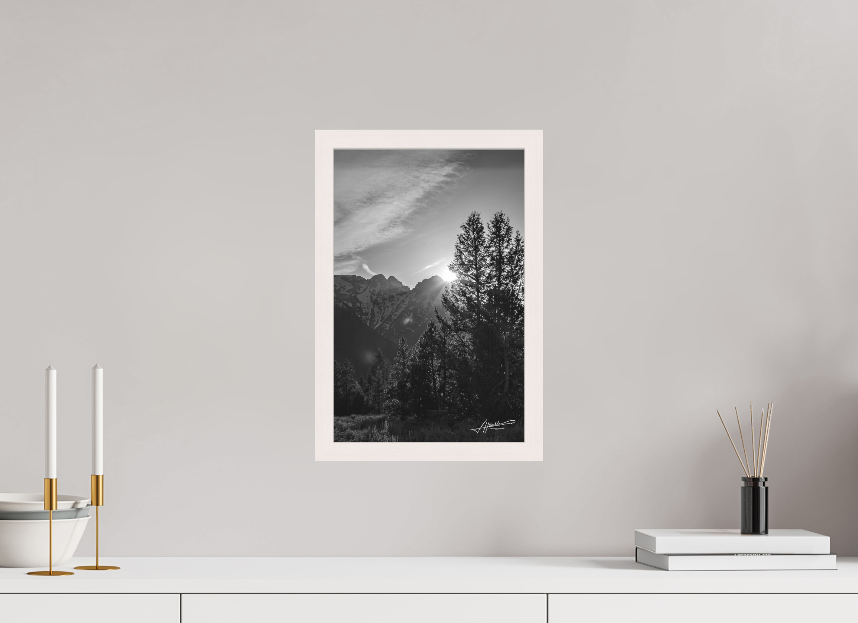 10 x 15″, Shadow Box Frame B/W Peaks