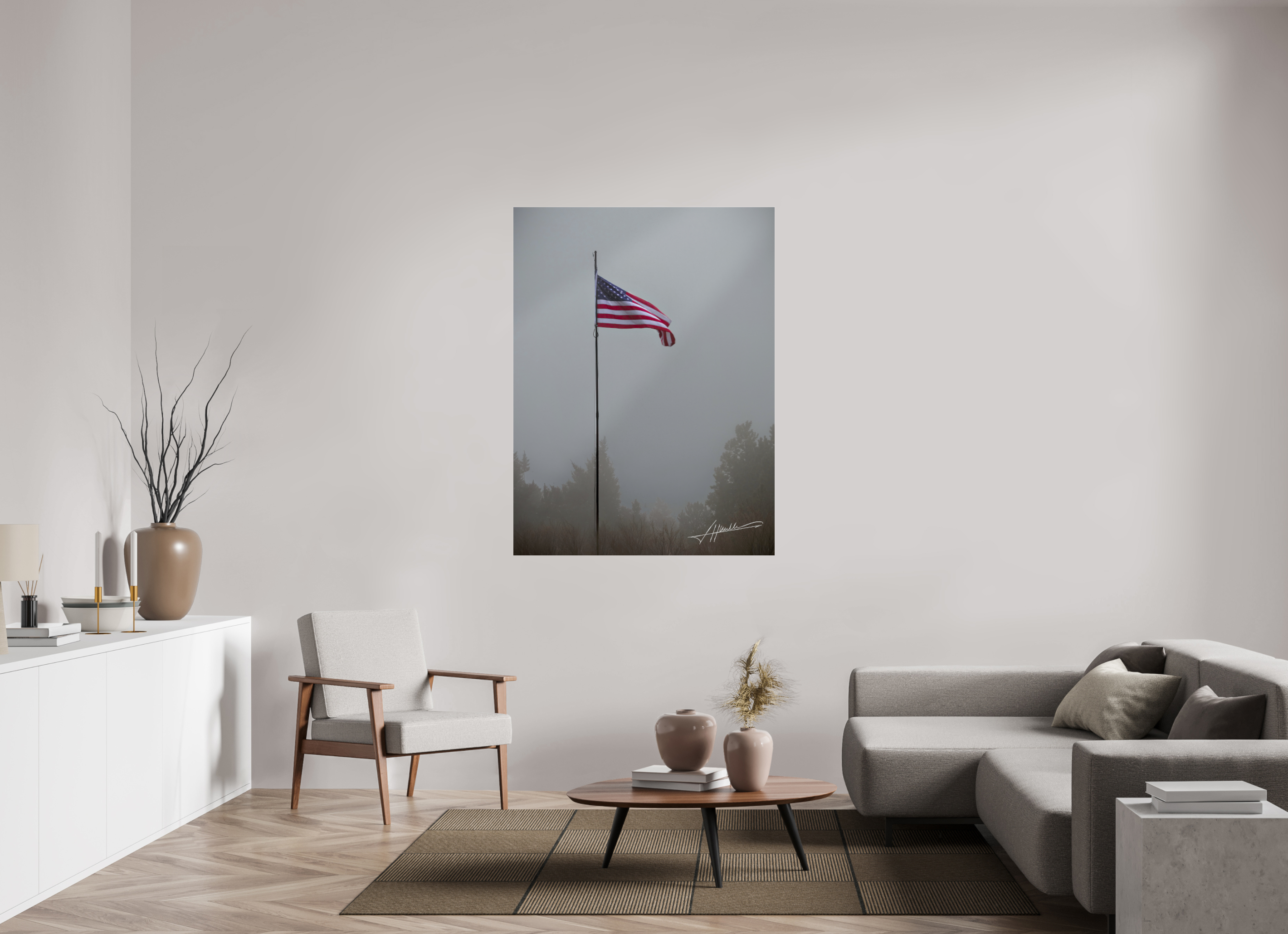 42 x 56″, Photo Print Under Acrylic Glass Flag in the Breeze