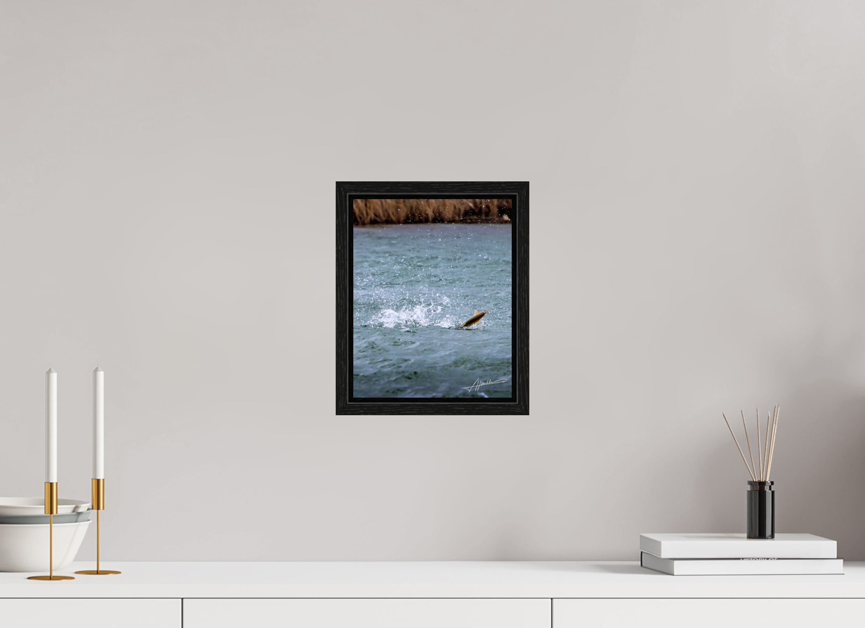 8 x 10″, Floater Frame Jumping Rainbow Trout