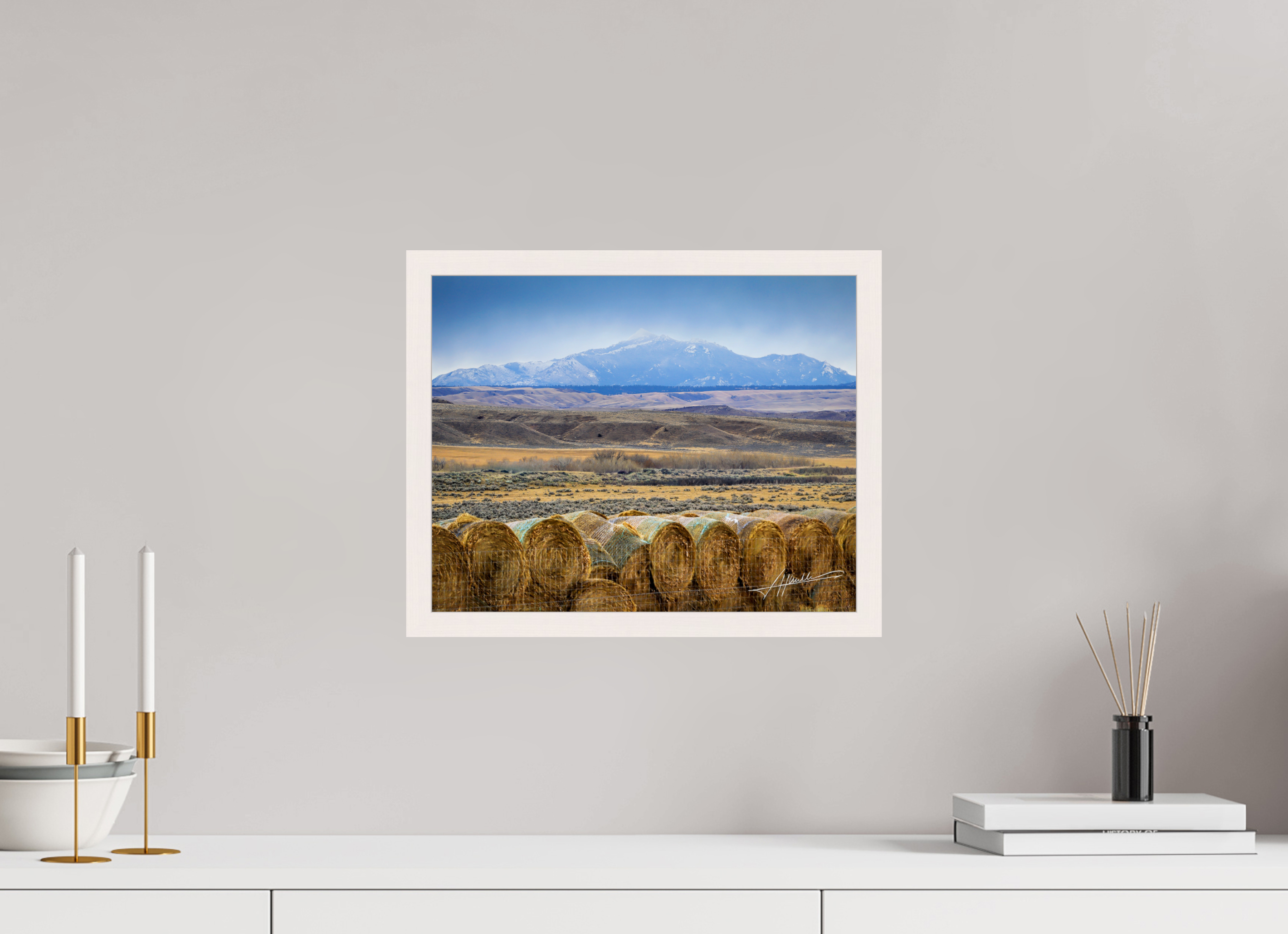 15 x 12″, Gallery Frame Hay Bales on the Prairie
