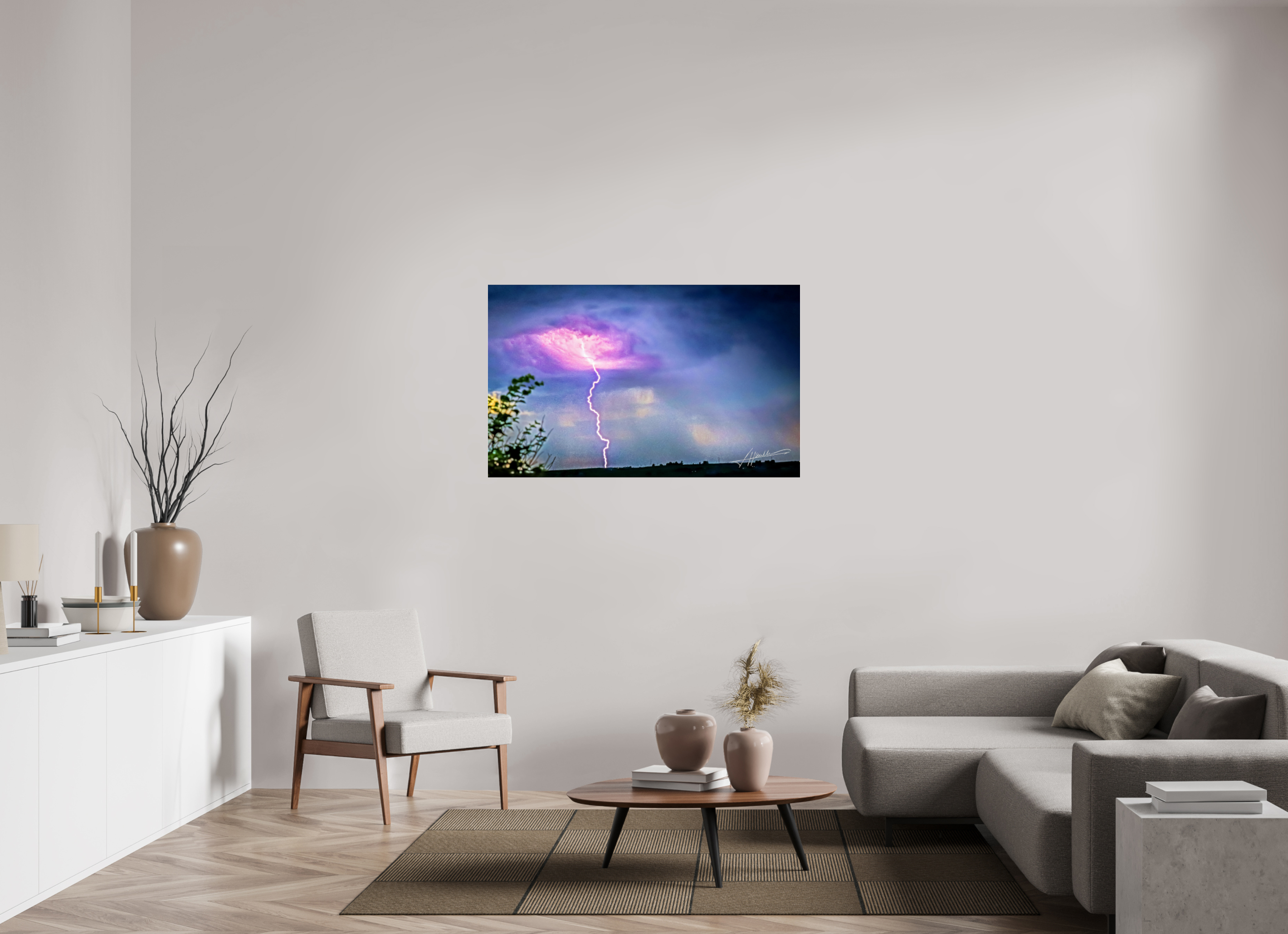 50.2 x 31″, Photo Print Under Acrylic Glass Lightning Strike