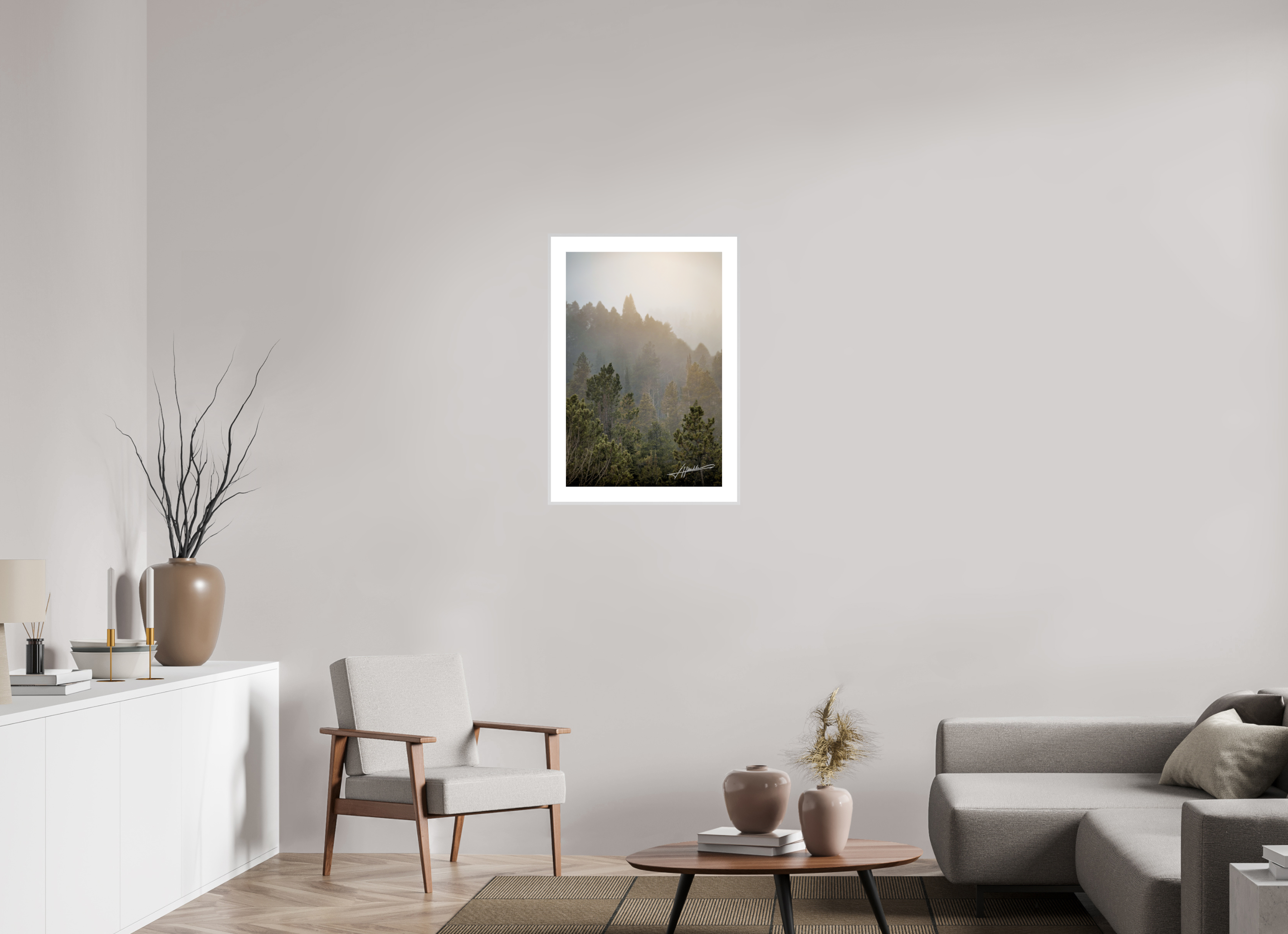 20 x 30″, Changeable Magnetic Frame Glowing Mountain Fog