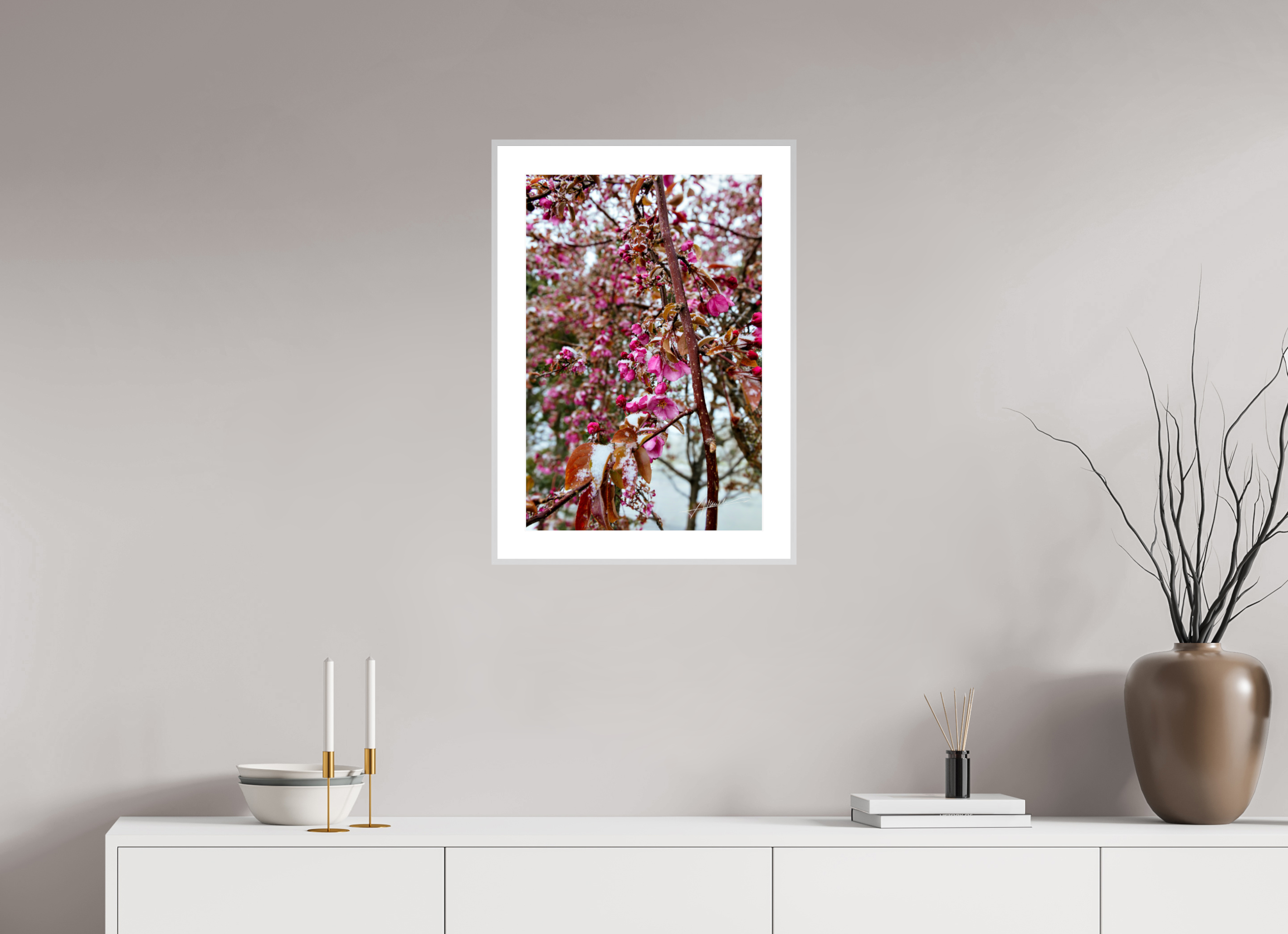 16 x 24″, Changeable Magnetic Frame Late Spring Snow