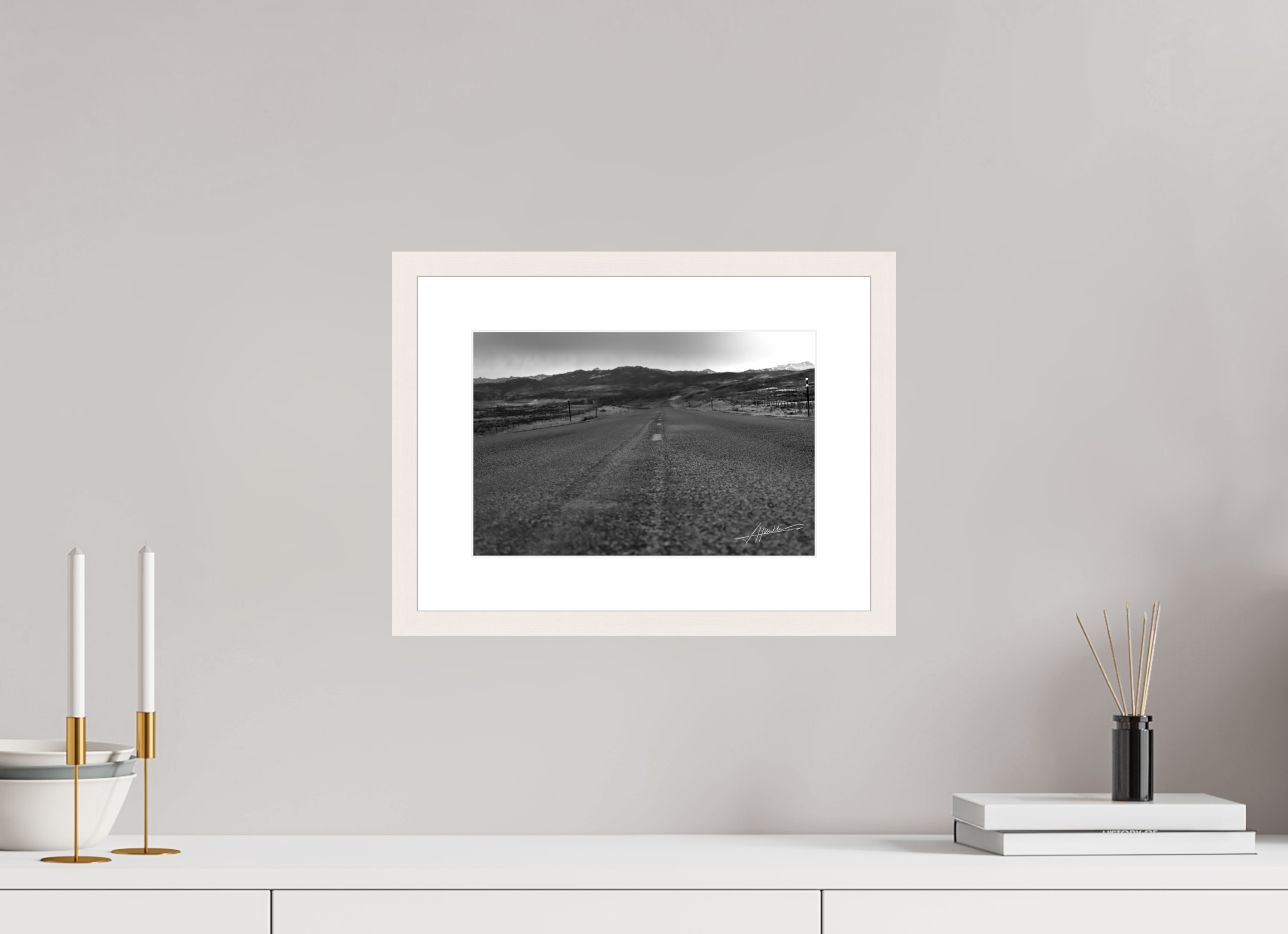 12 x 8″, Solid Wood Frame with Passe-partout Highway to the Storm