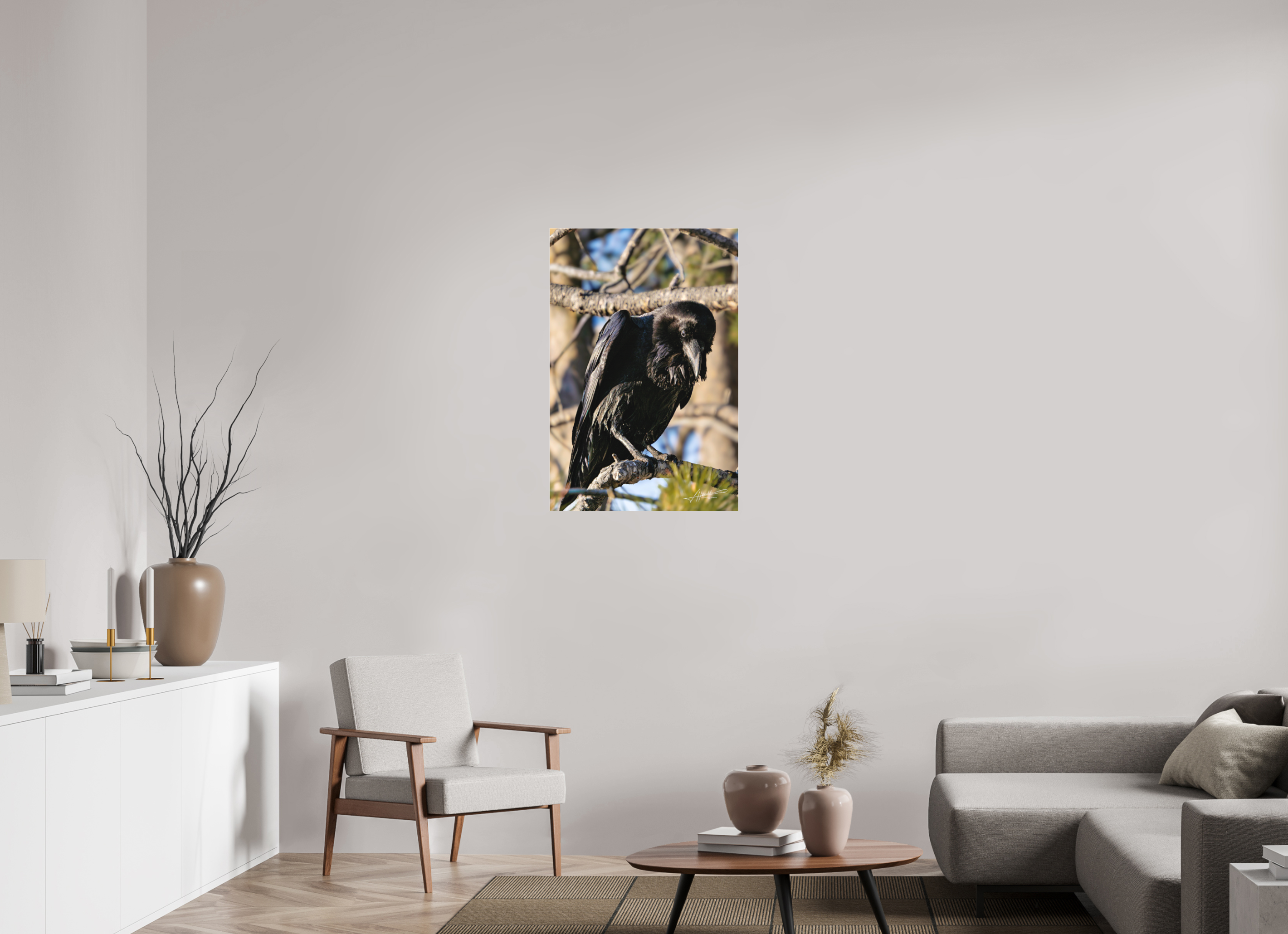 24 x 36″, Fine Pigment Under Acrylic Morning Raven
