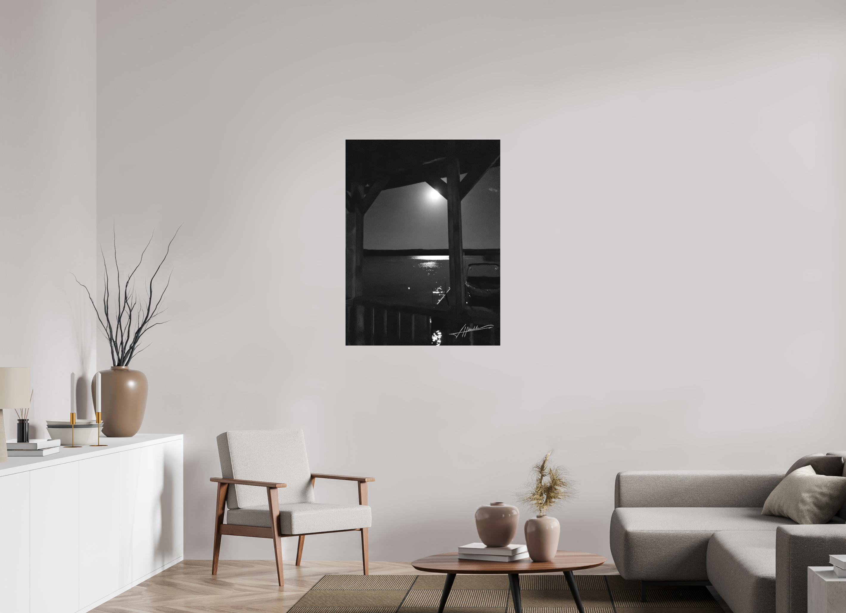 30 x 40″, Ilford BW Acrylic A Night on the Water