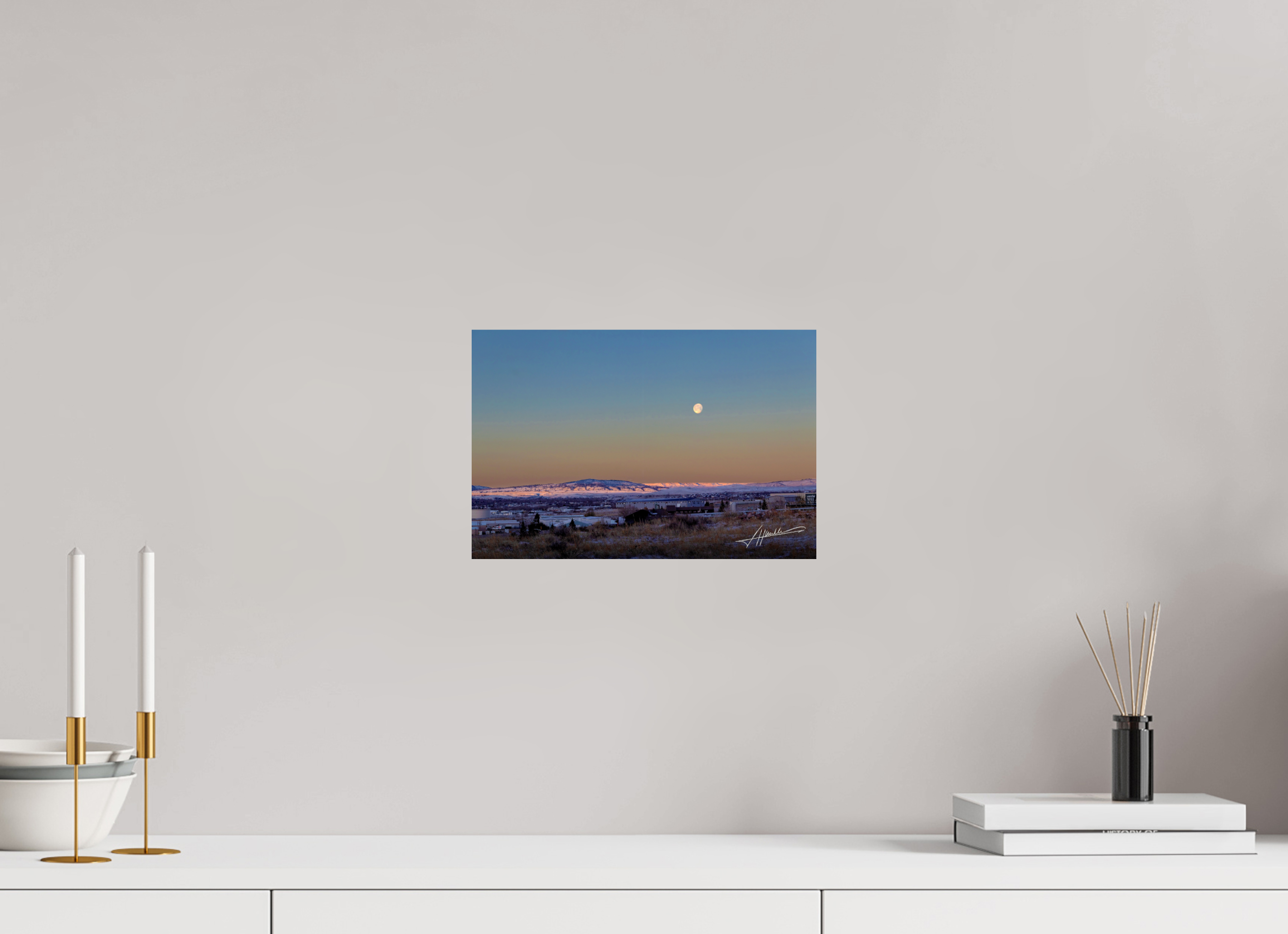 12 x 8″, Photo Print On Fujiflex High Gloss Full Moon at Sunrise