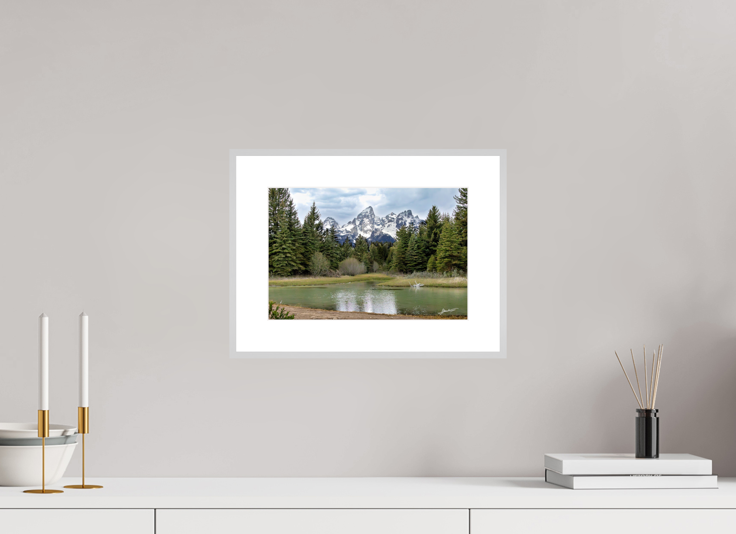 12 x 8″, Changeable Magnetic Frame Mountain Reflection