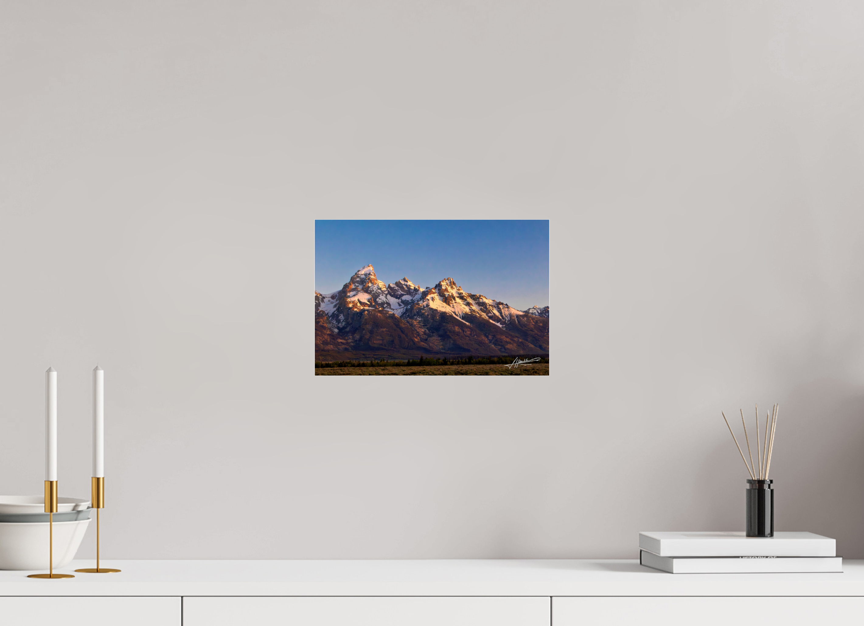12 x 8″, Photo Print Under Acrylic Glass Sunrising on the Tetons