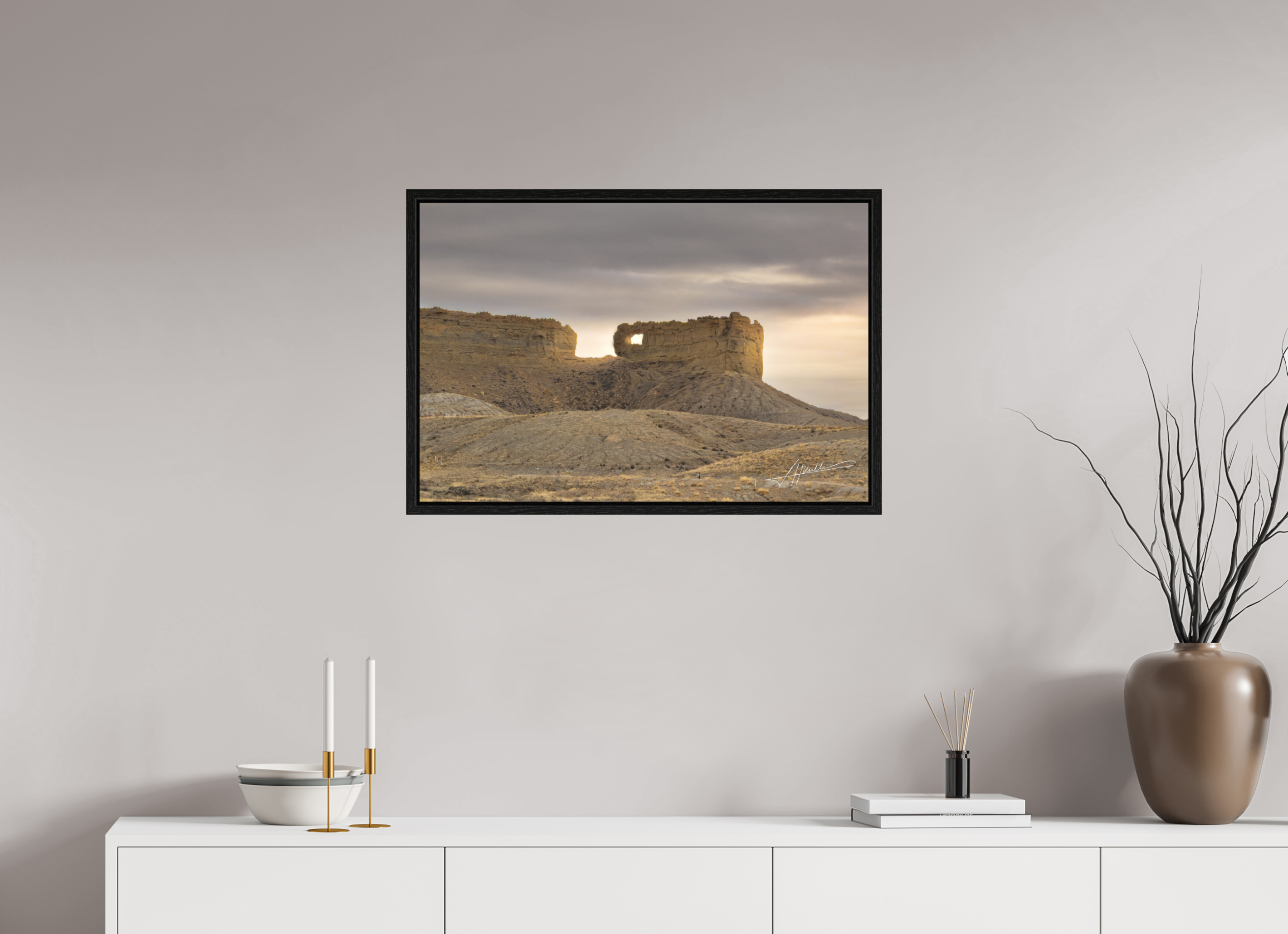 30 x 20″, Floater Frame Sun on the Buttes
