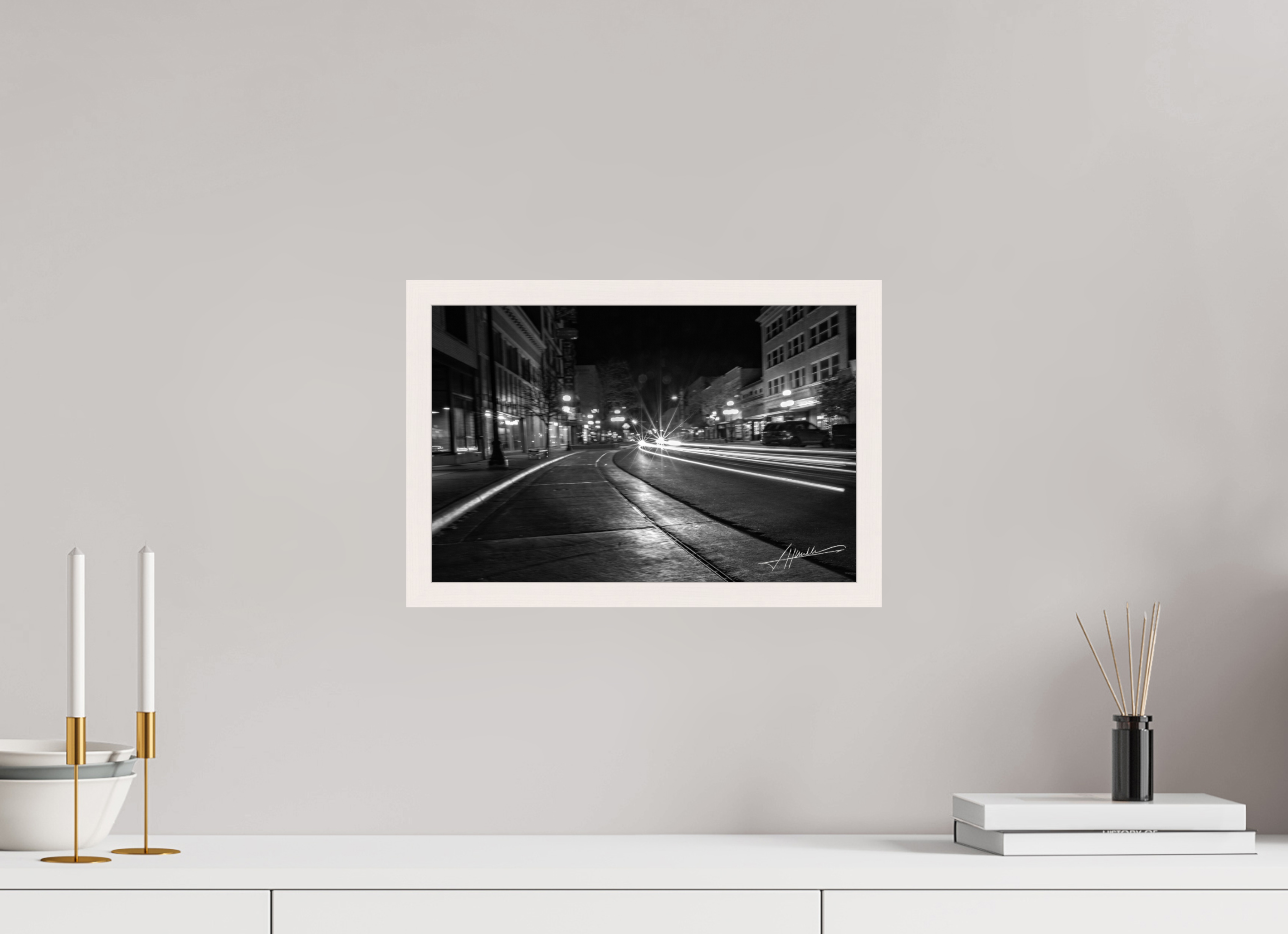 15 x 10″, Gallery Frame A Street at Night