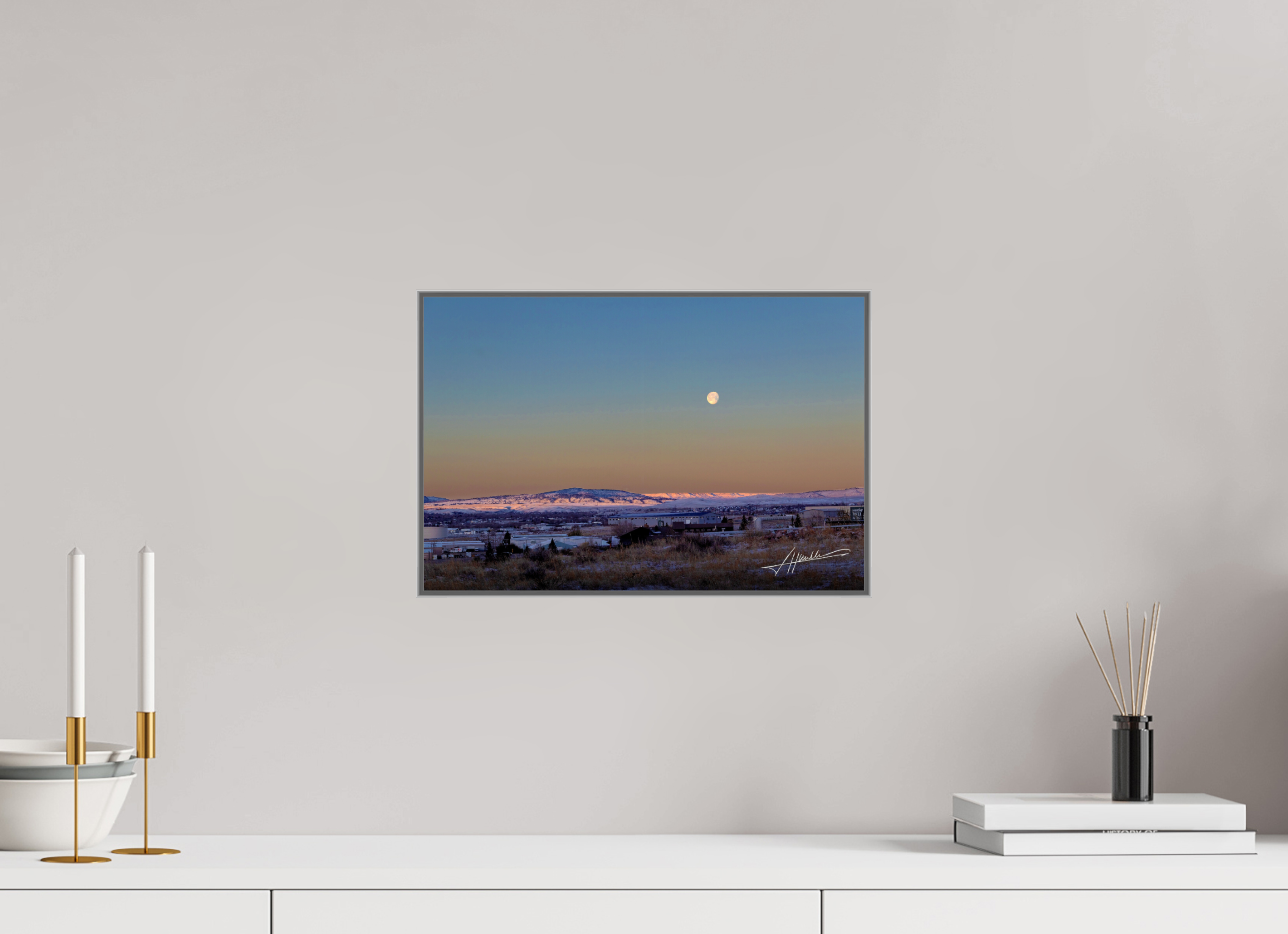 15 x 10″, Aluminum ArtBox Full Moon at Sunrise