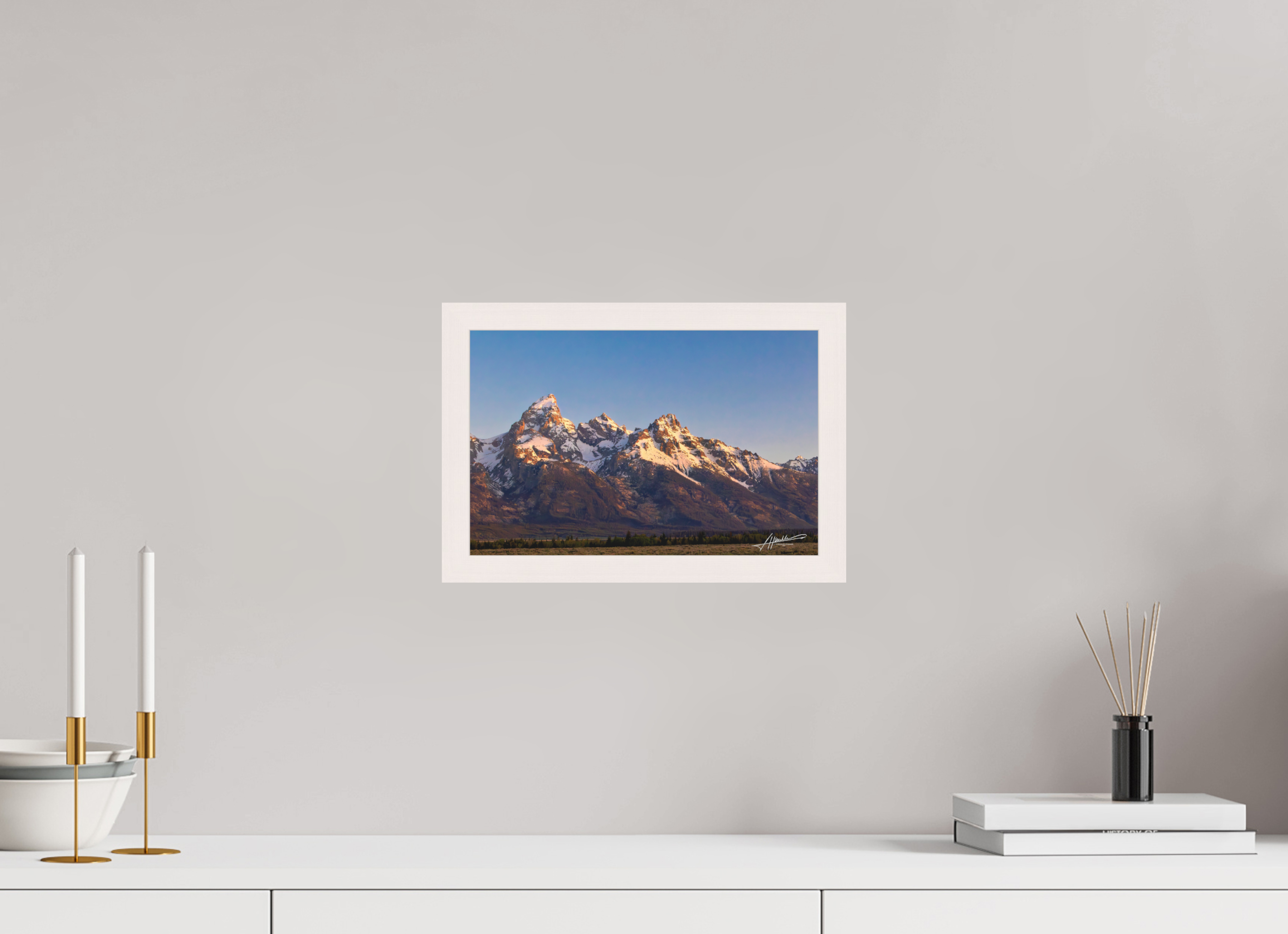 12 x 8″, Shadow Box Frame Sunrising on the Tetons