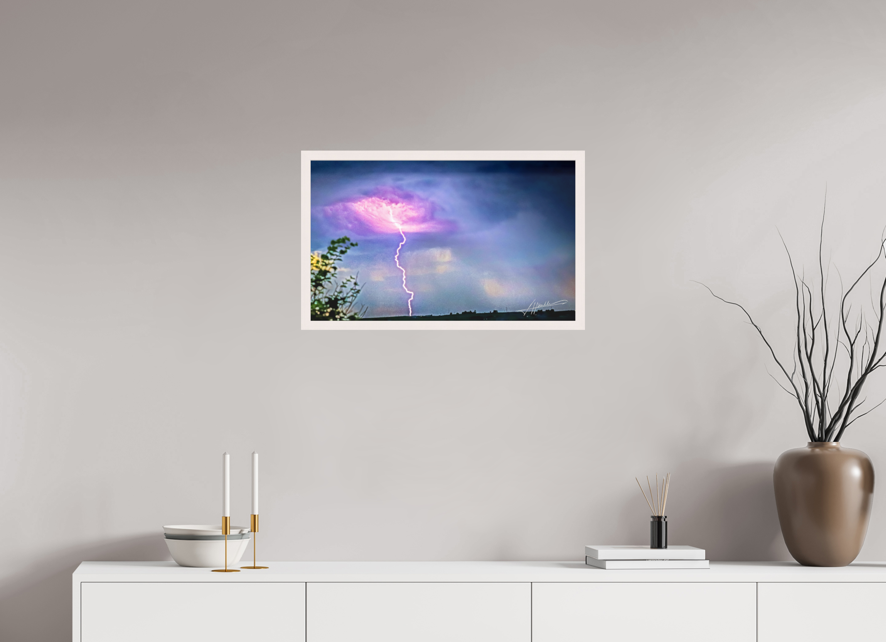 25.9 x 16″, Shadow Box Frame Lightning Strike