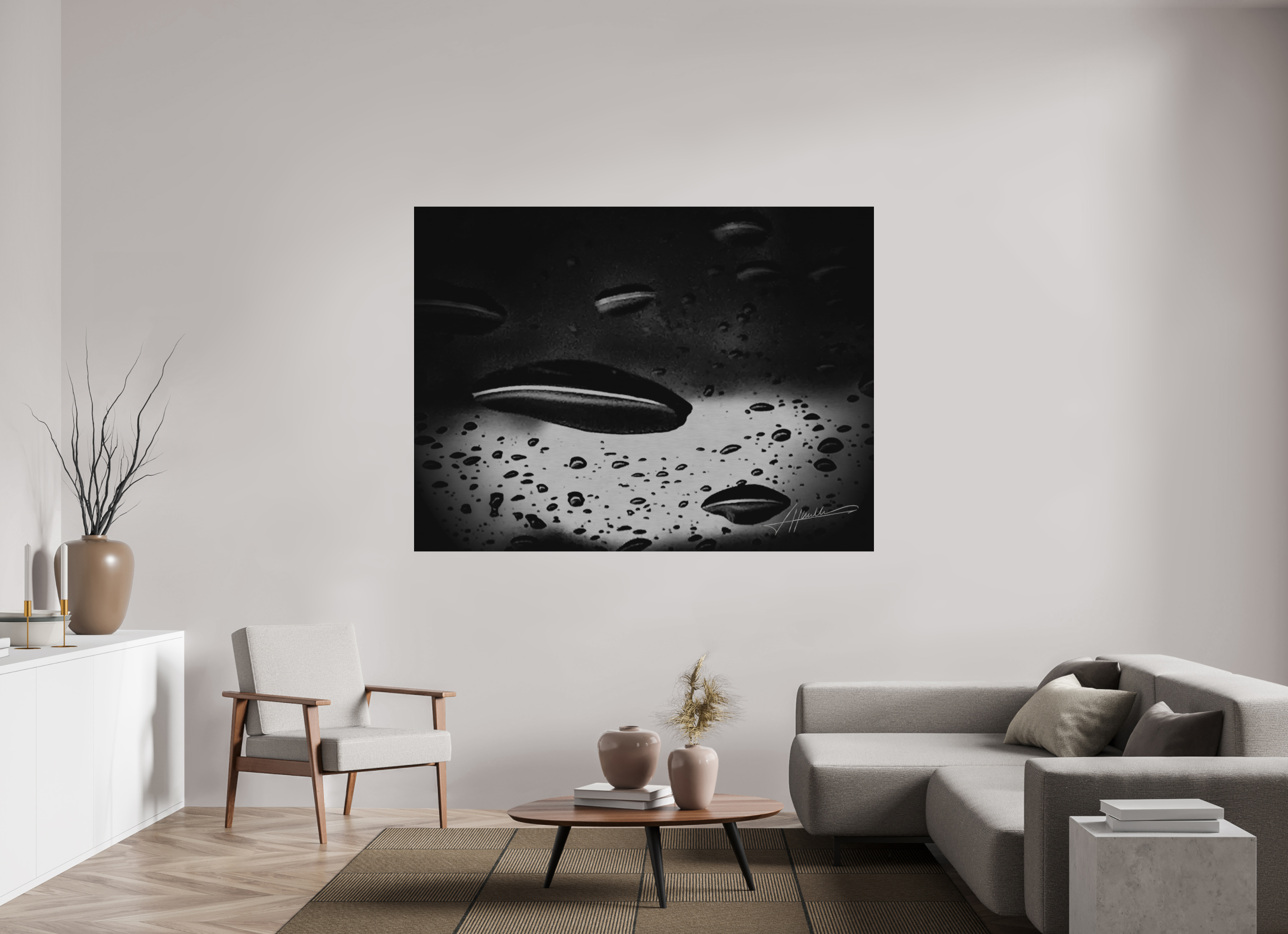 72 x 54″, Direct Brushed Aluminum Collection of Water