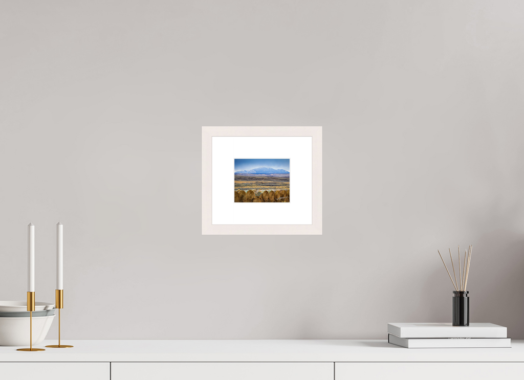 5 x 4″, Solid Wood Frame with Passe-partout Hay Bales on the Prairie