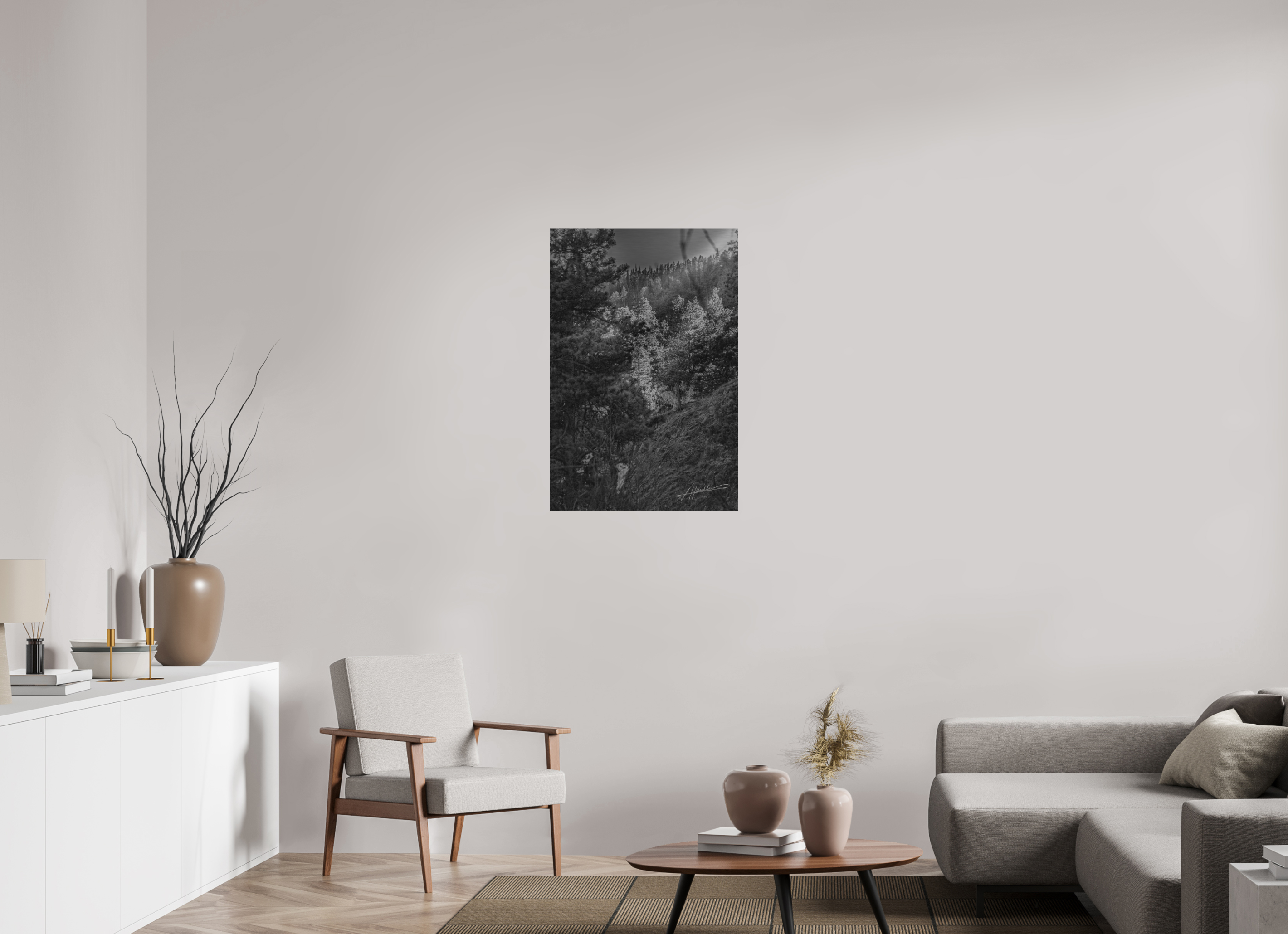 24 x 36″, Direct Brushed Aluminum Sun in the Mountains