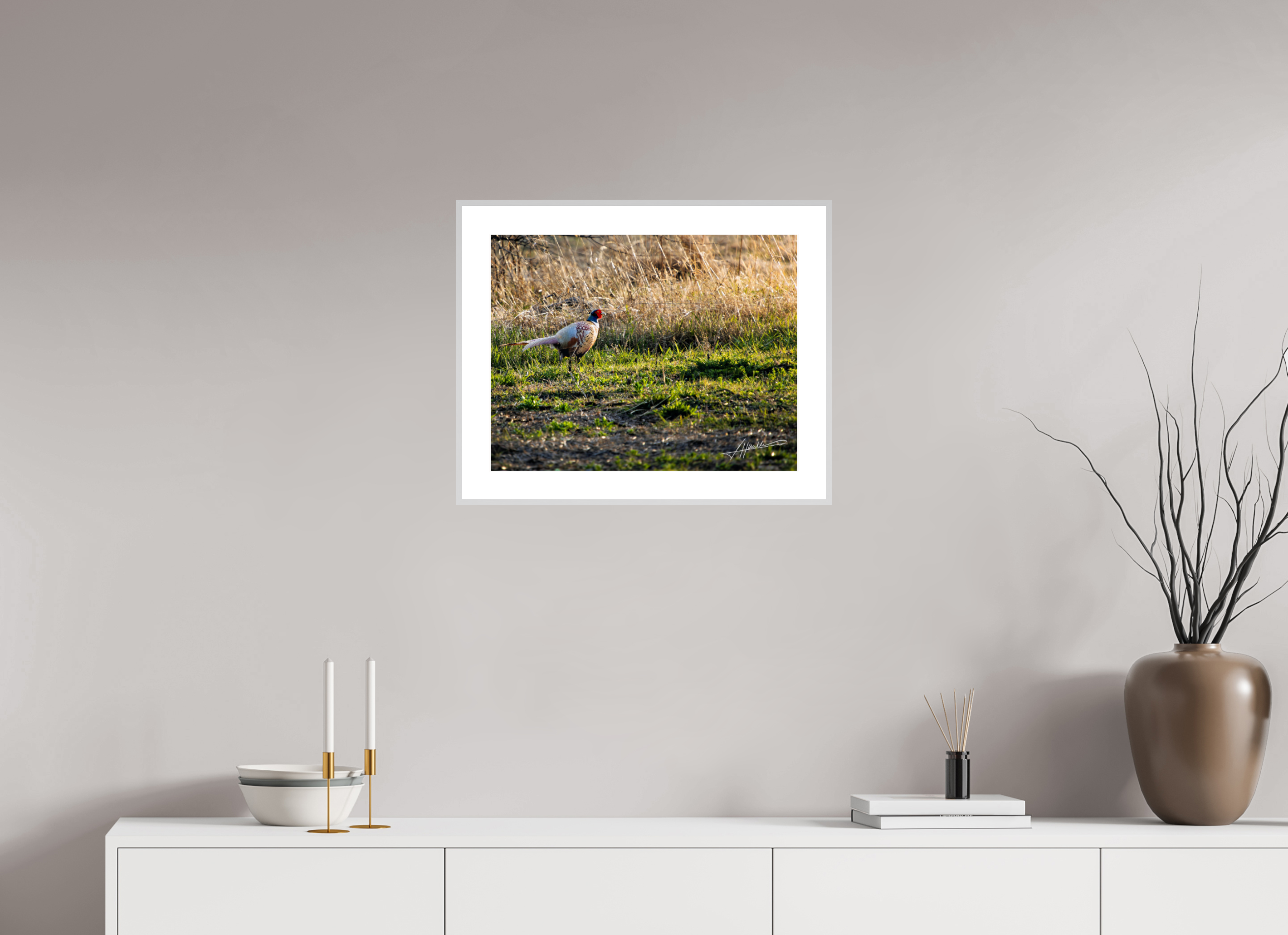 20.7 x 16″, Changeable Magnetic Frame Evening Pheasant