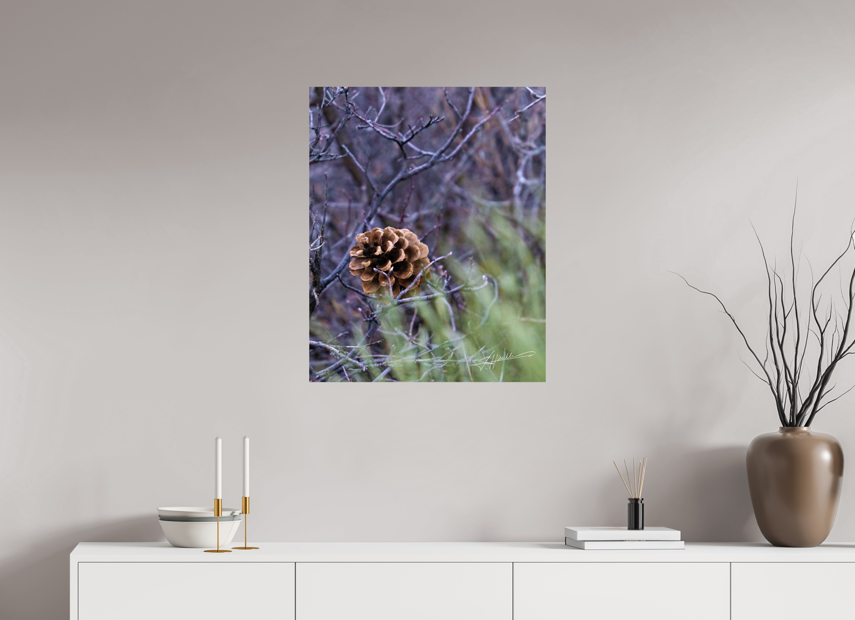 24 x 30″, ChromaLuxe HD Metal Mountain Pinecone
