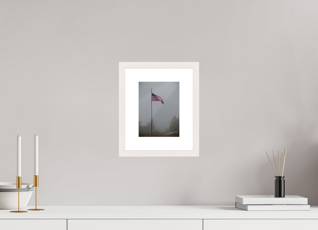 6 x 8″, Solid Wood Frame with Passe-partout Flag in the Breeze