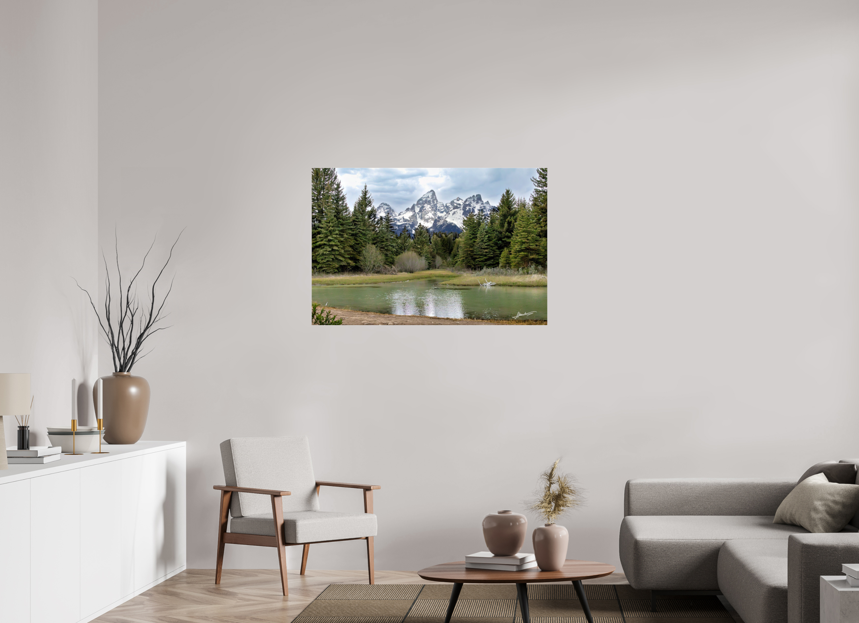 45 x 30″, Photo Print Under Acrylic Glass Mountain Reflection