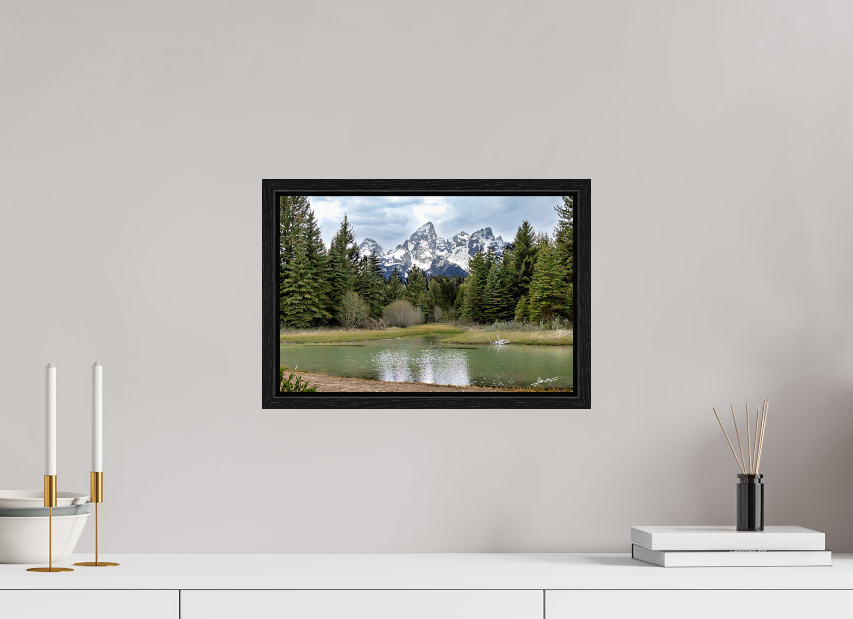 15 x 10″, Floater Frame Mountain Reflection