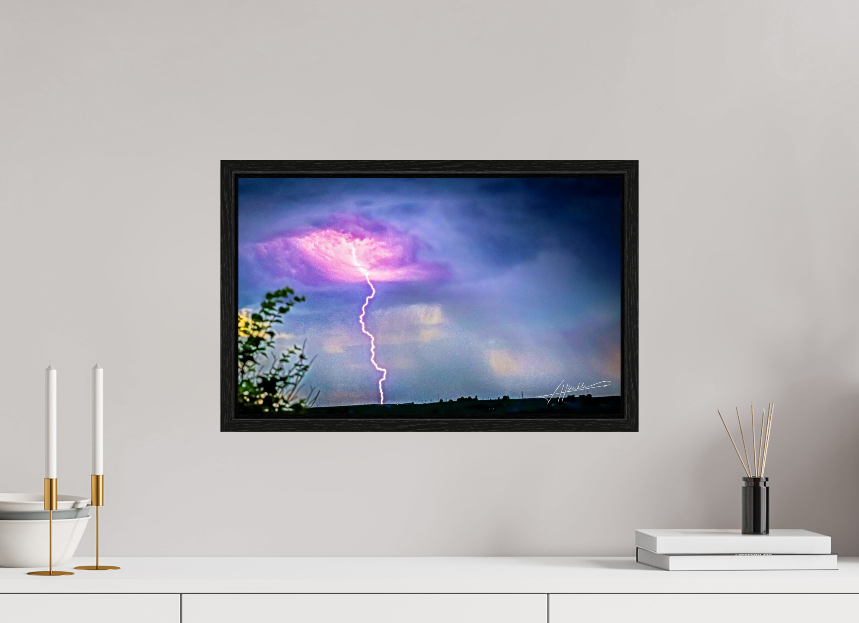 19.4 x 12″, Floater Frame Lightning Strike