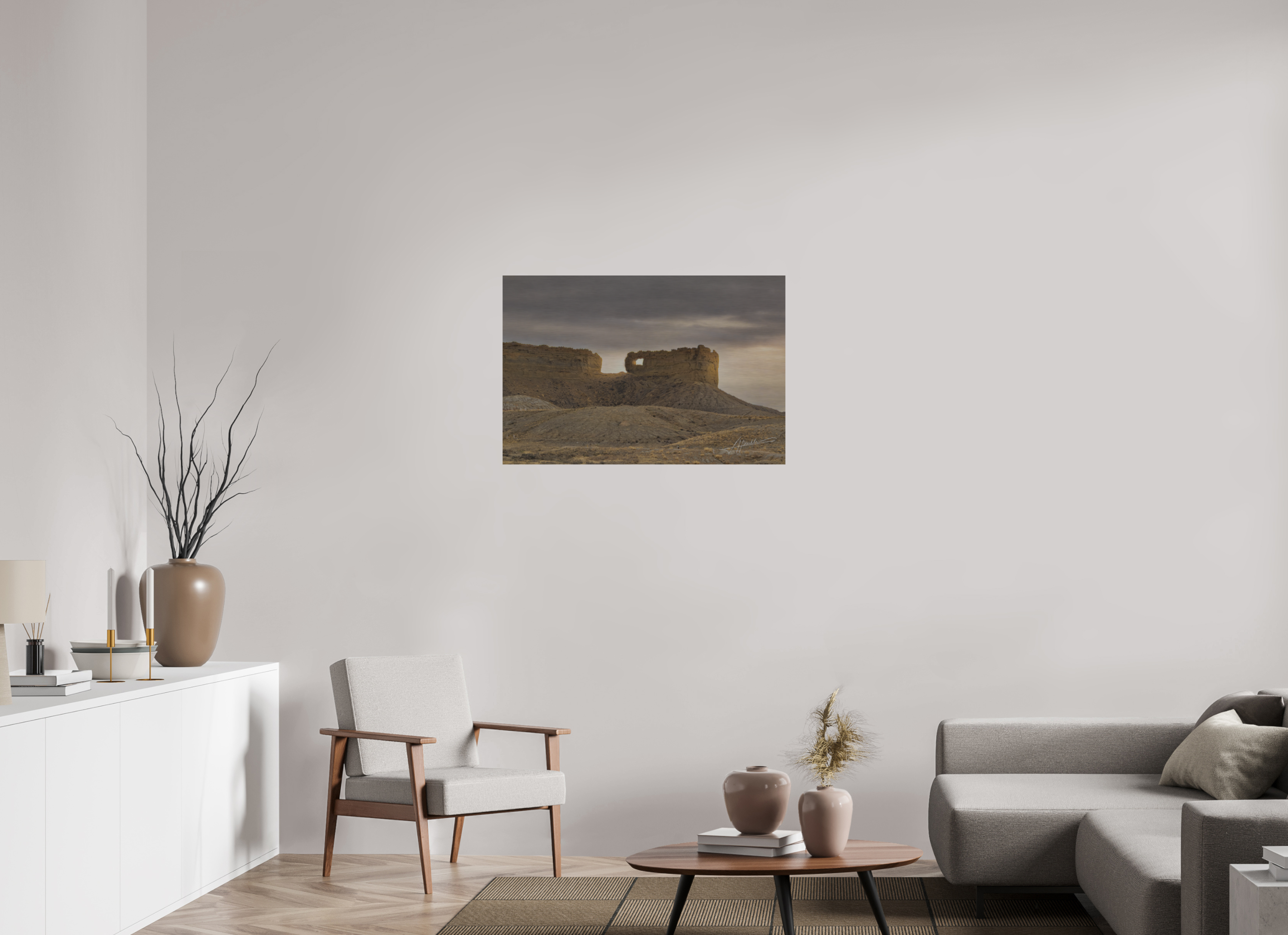 36 x 24″, Direct Brushed Aluminum Sun on the Buttes
