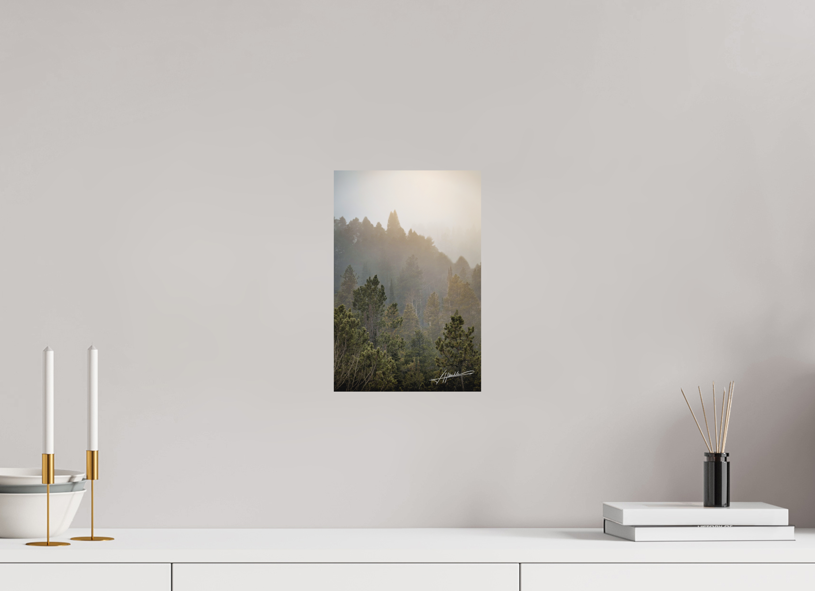 8 x 12″, Metal Dibond Glowing Mountain Fog