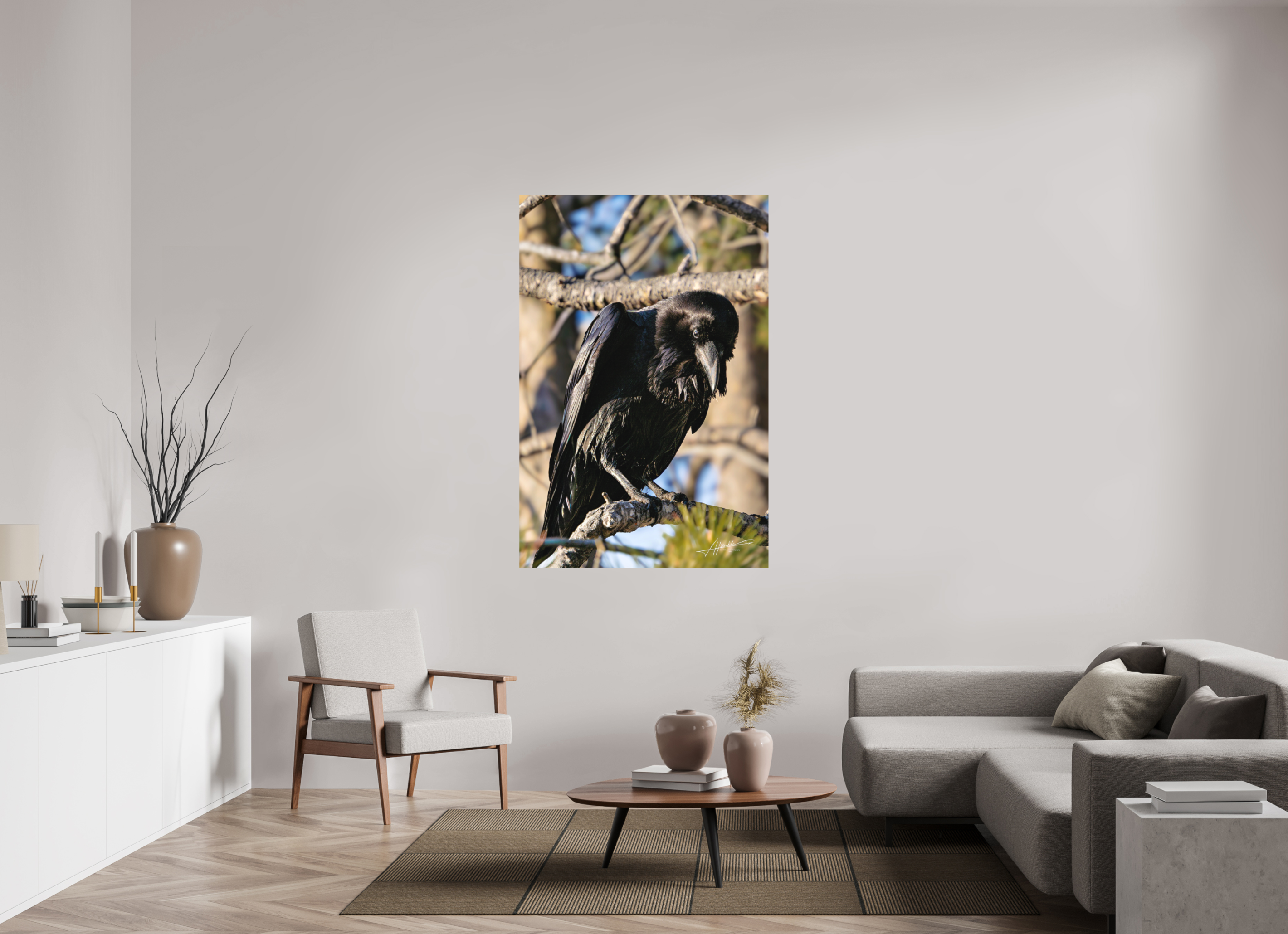 40 x 60″, Metal Dibond Morning Raven
