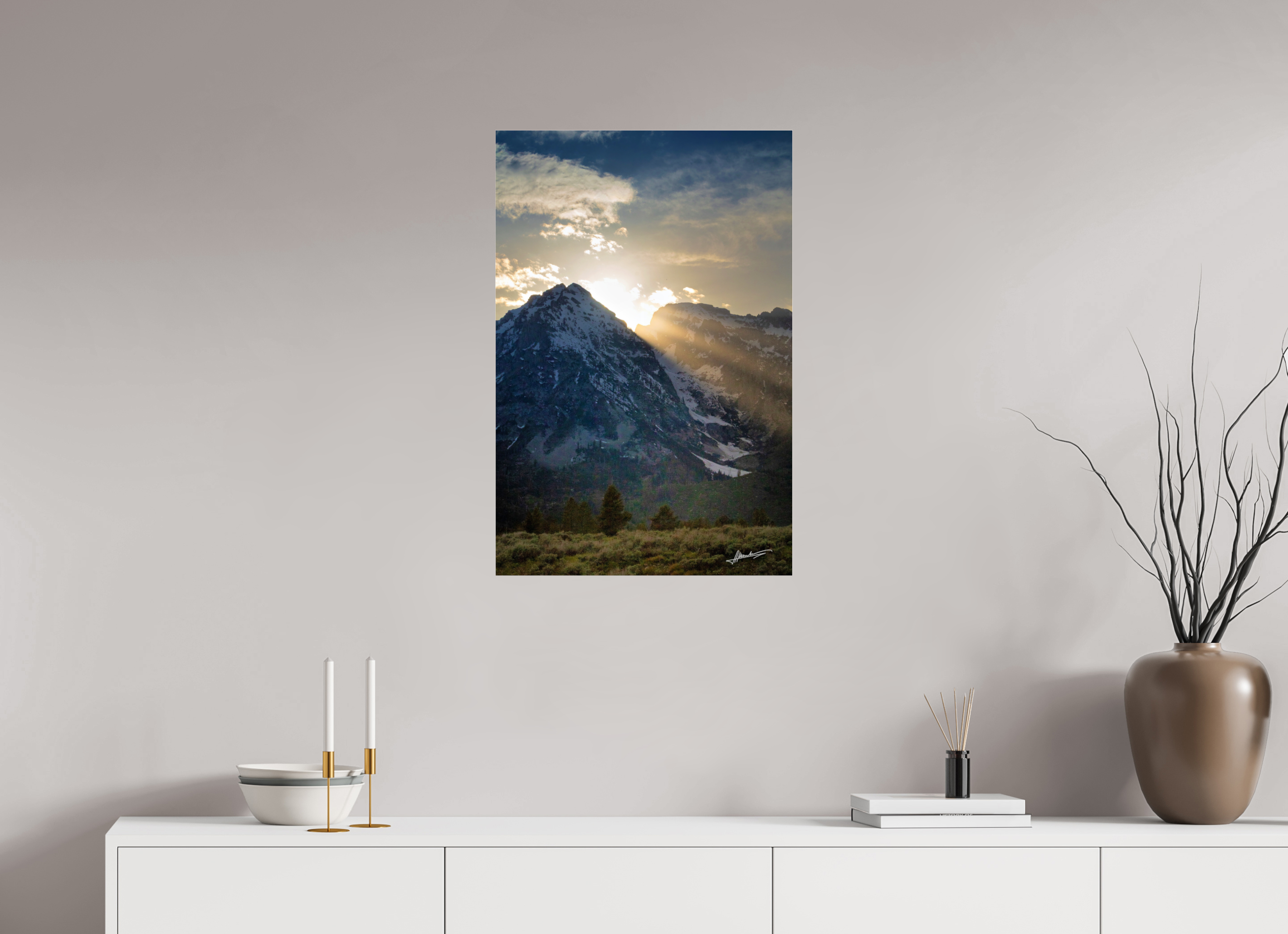 20 x 30″, Metallic Under Acrylic Light on the Valley