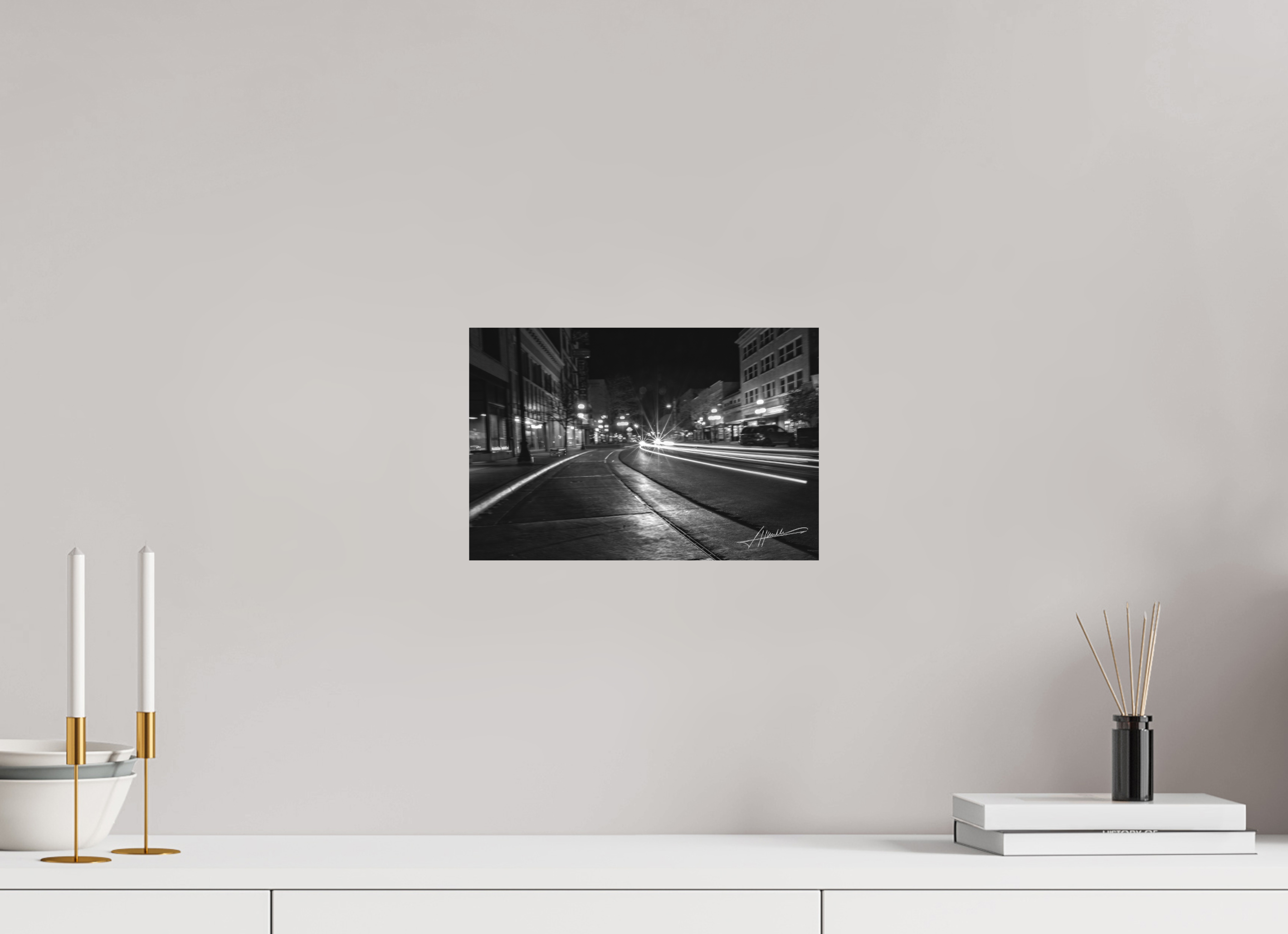 12 x 8″, Ilford Aluminum BW A Street at Night
