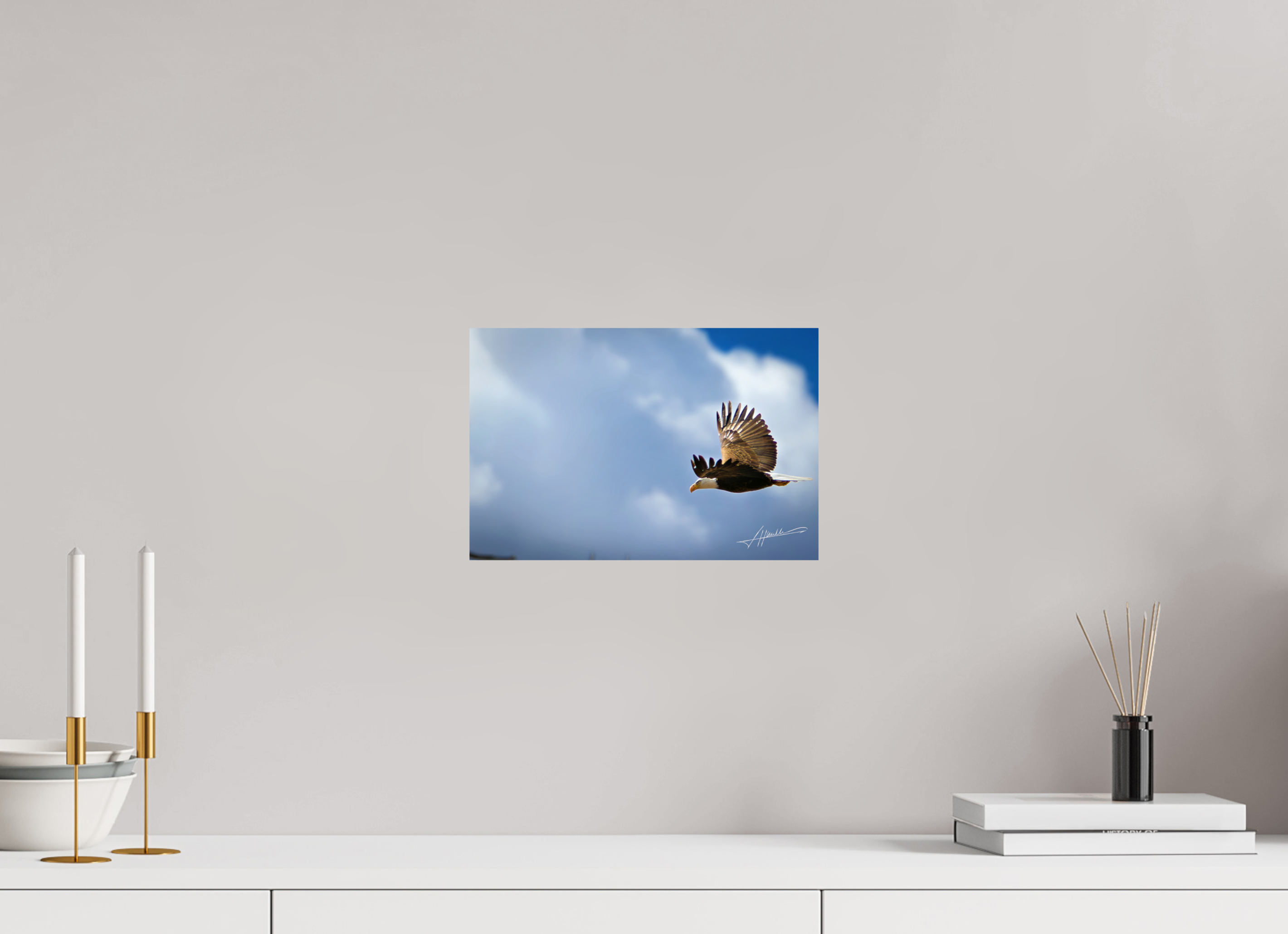 12 x 8″, ChromaLuxe HD Metal Bald Eagle Flying